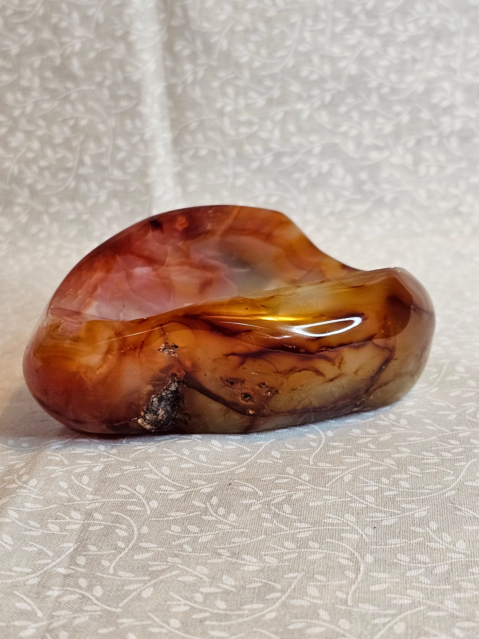 Carnelian Crystal Bowl - 3.75 Inch Natural Stone Bowl with Druzys