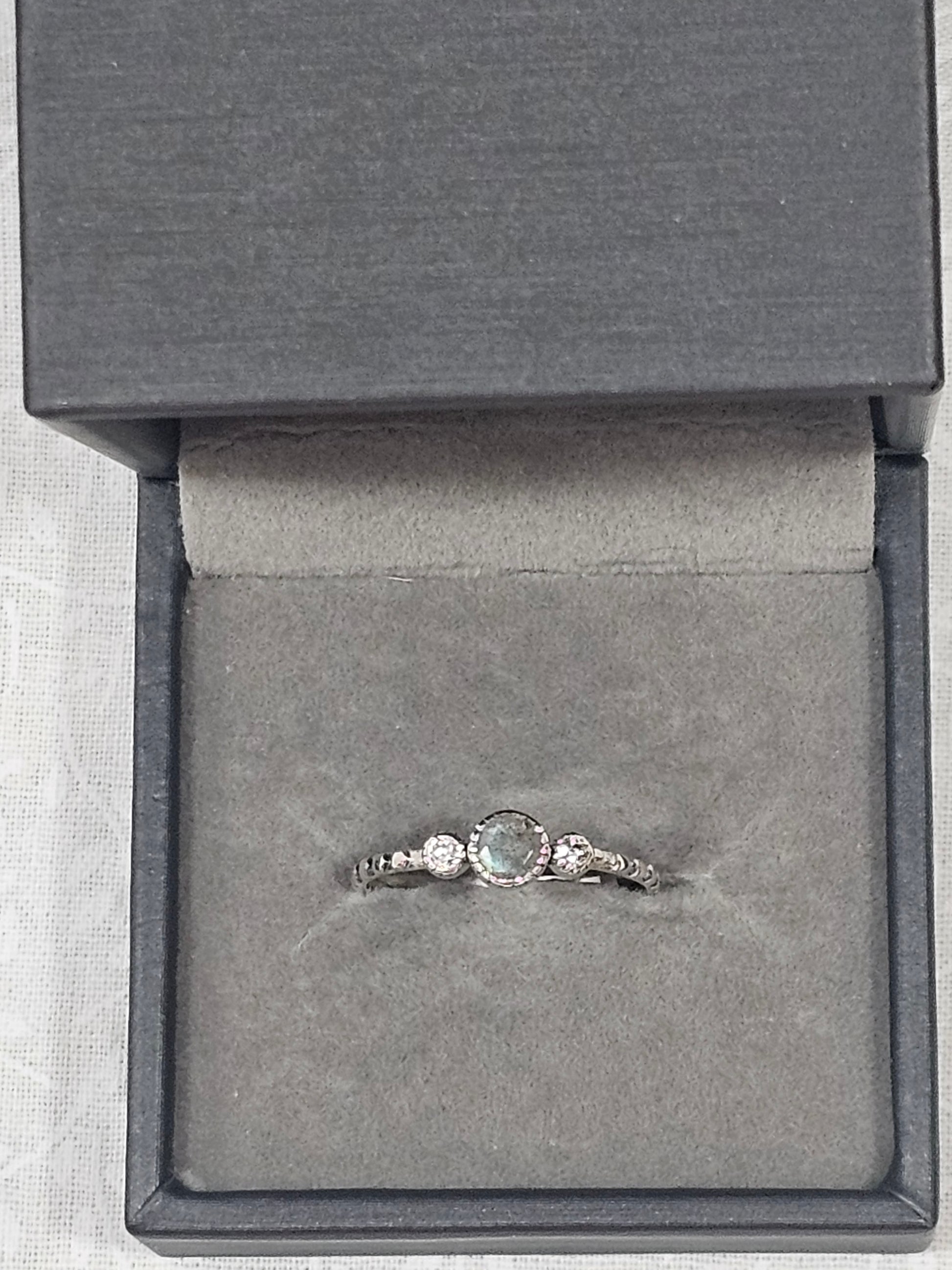 Sterling Silver Labradorite Gemstone Ring - Size 8