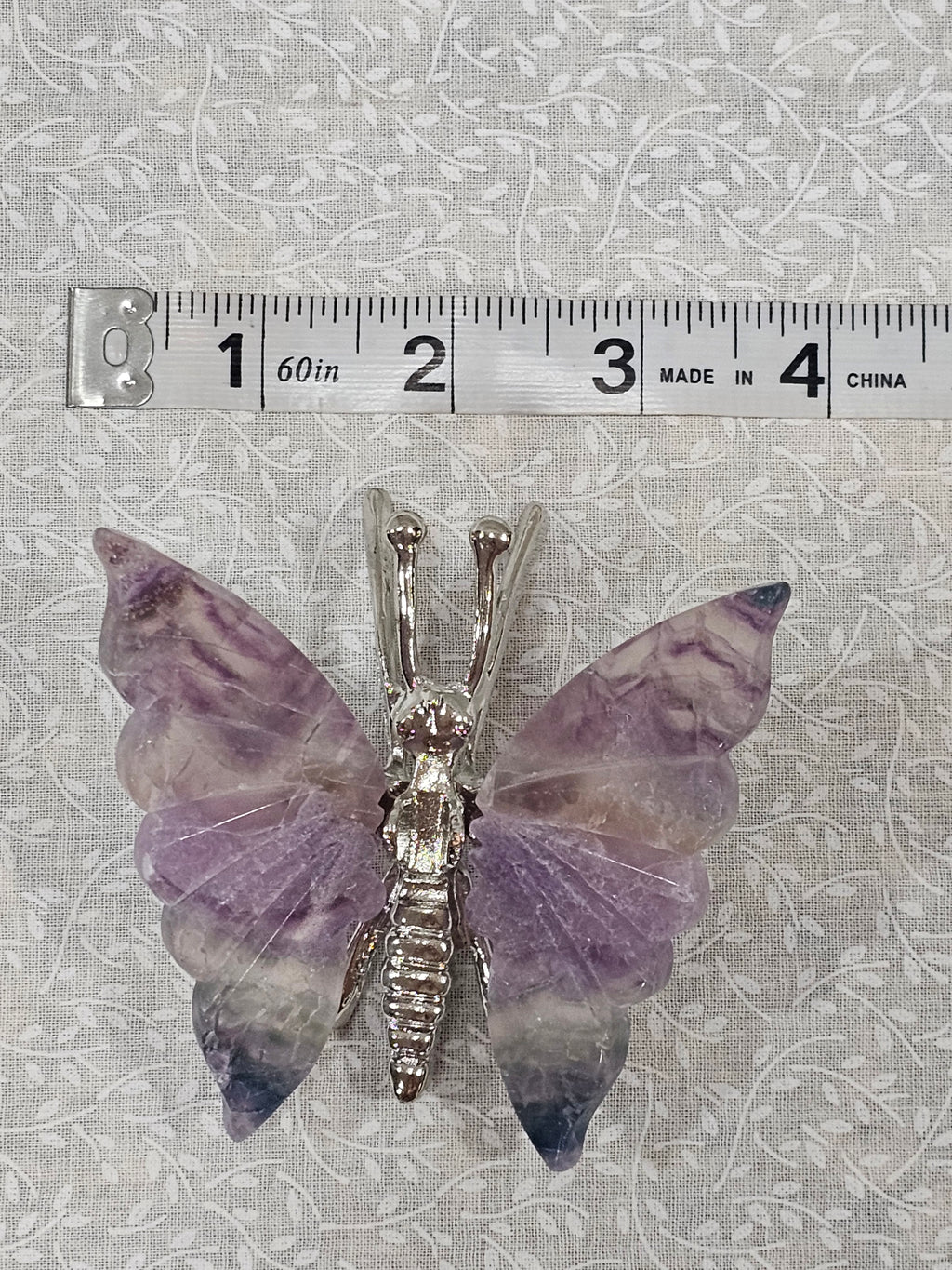 Rainbow Fluorite Crystal Butterfly 4 Inch