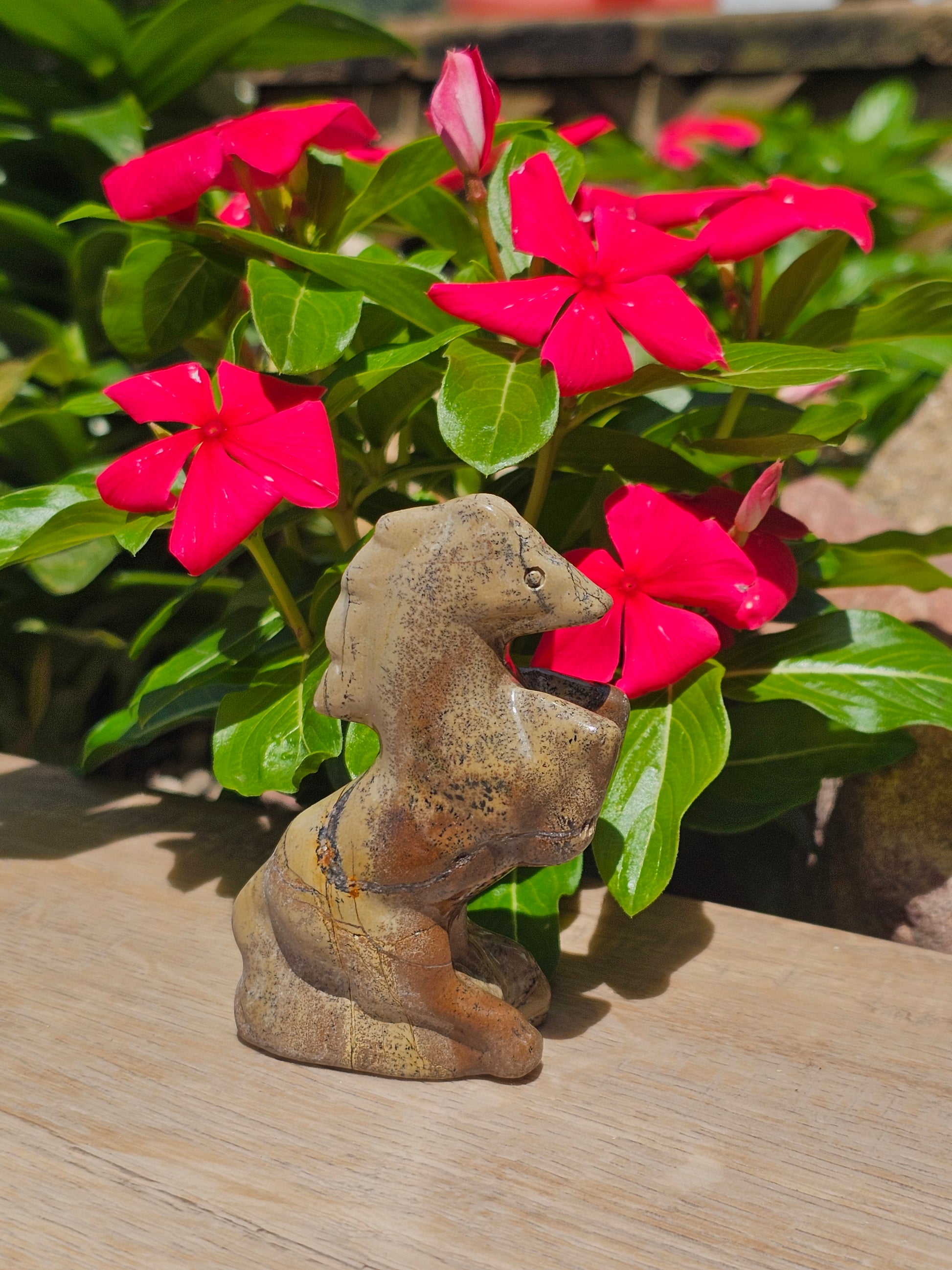 Picture Jasper Crystal Horse Carved Stone Animal Figurine
