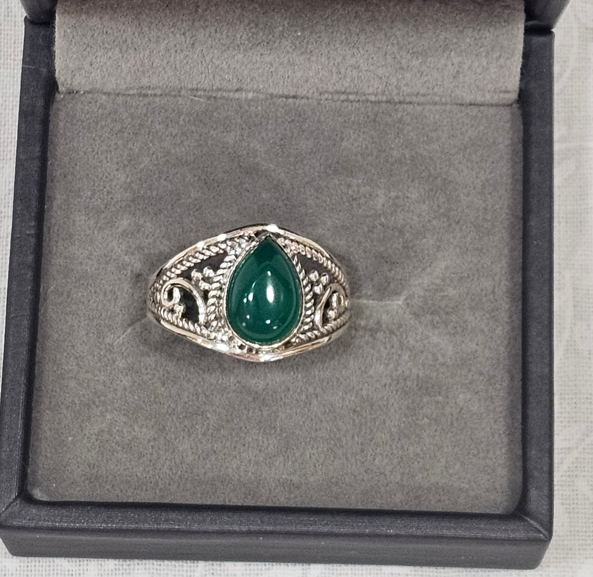 Sterling Silver Green Adventurine Gemstone Ring 8