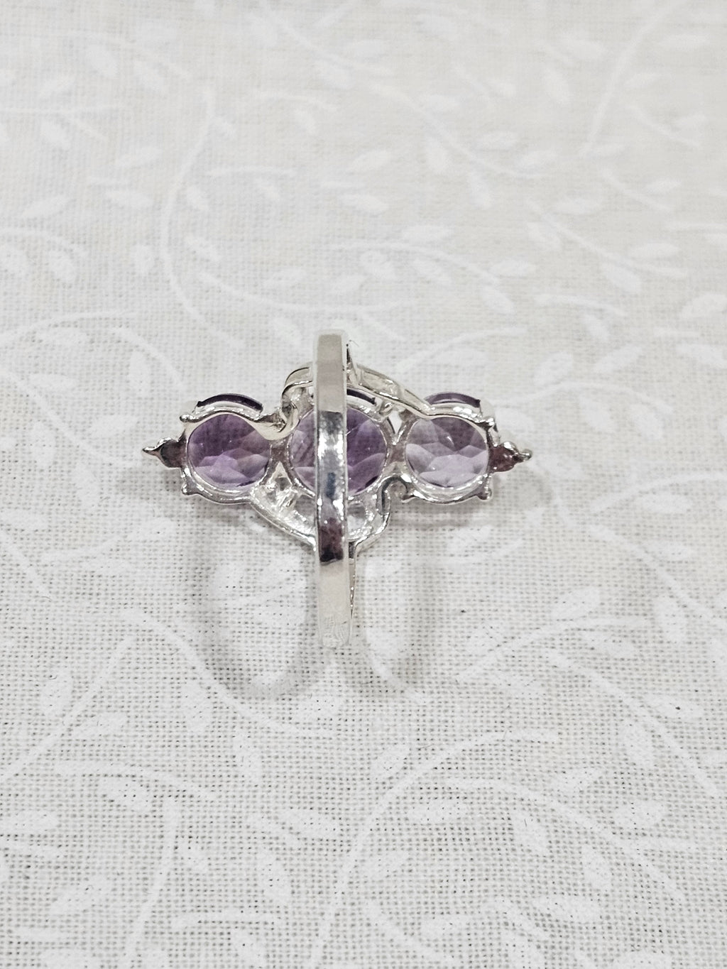 Sterling Silver Triple Amethyst Gemstone Ring 7.5