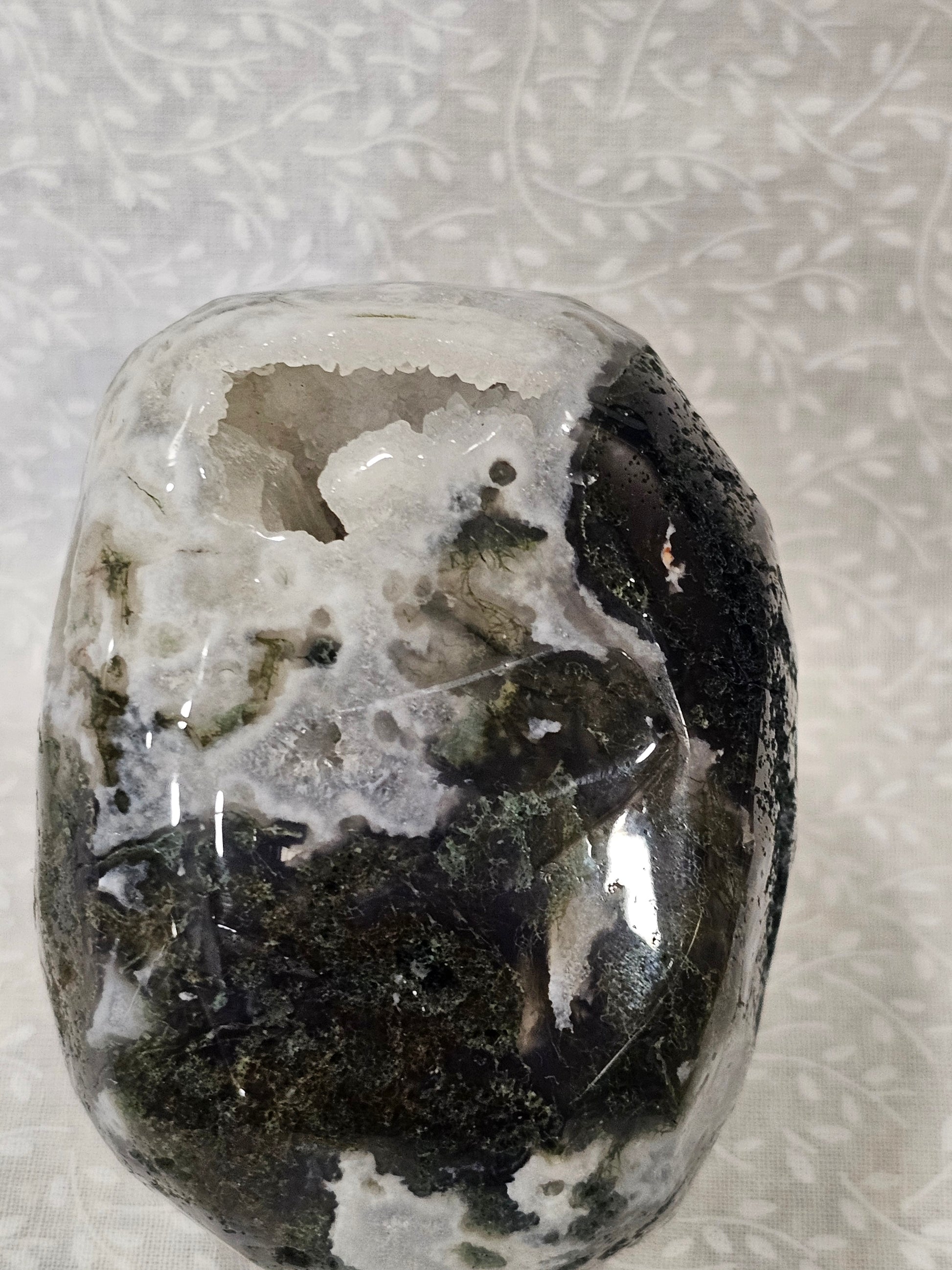 Moss Agate Crystal Skull