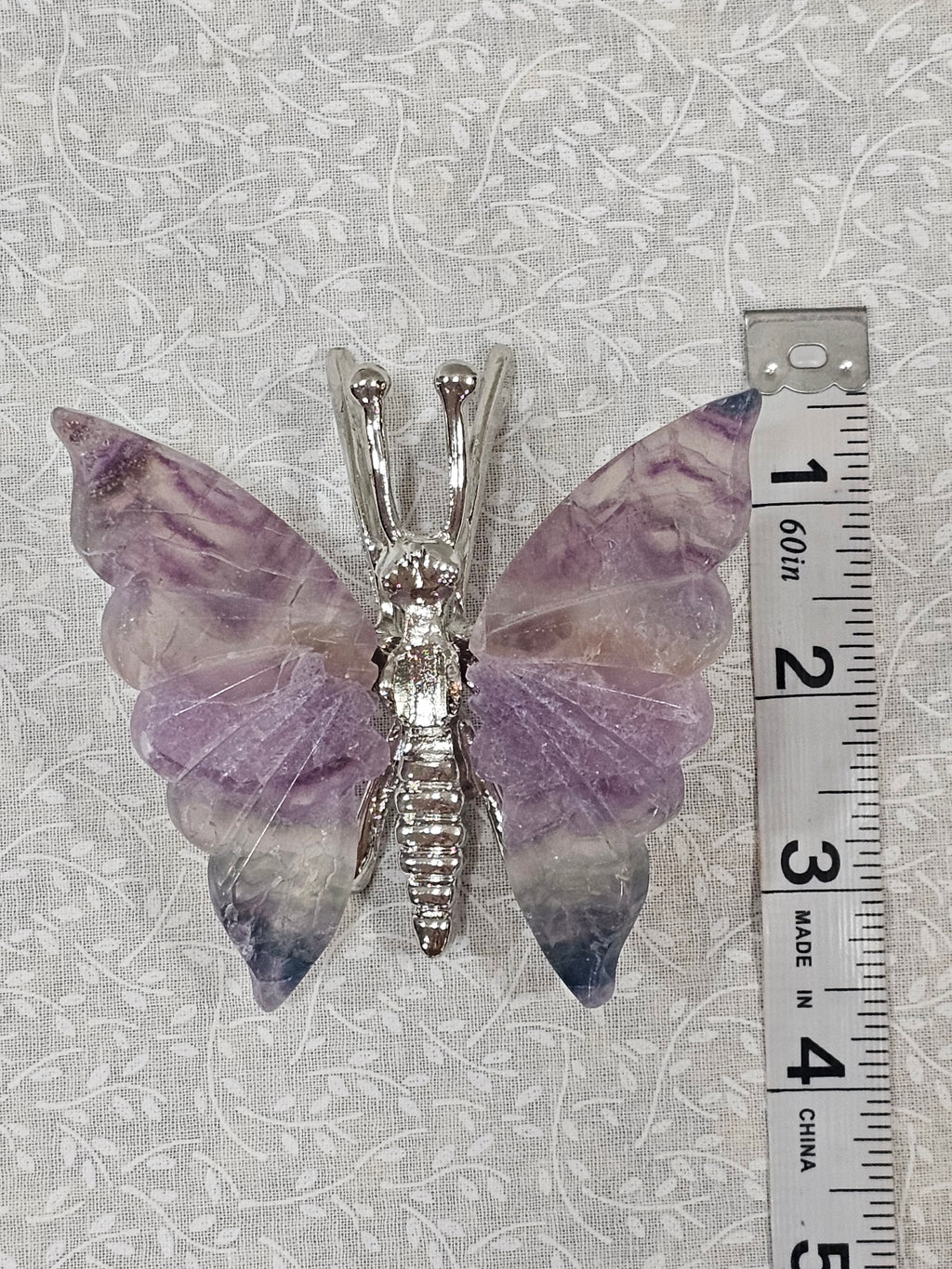 Rainbow Fluorite Crystal Butterfly 4 Inch