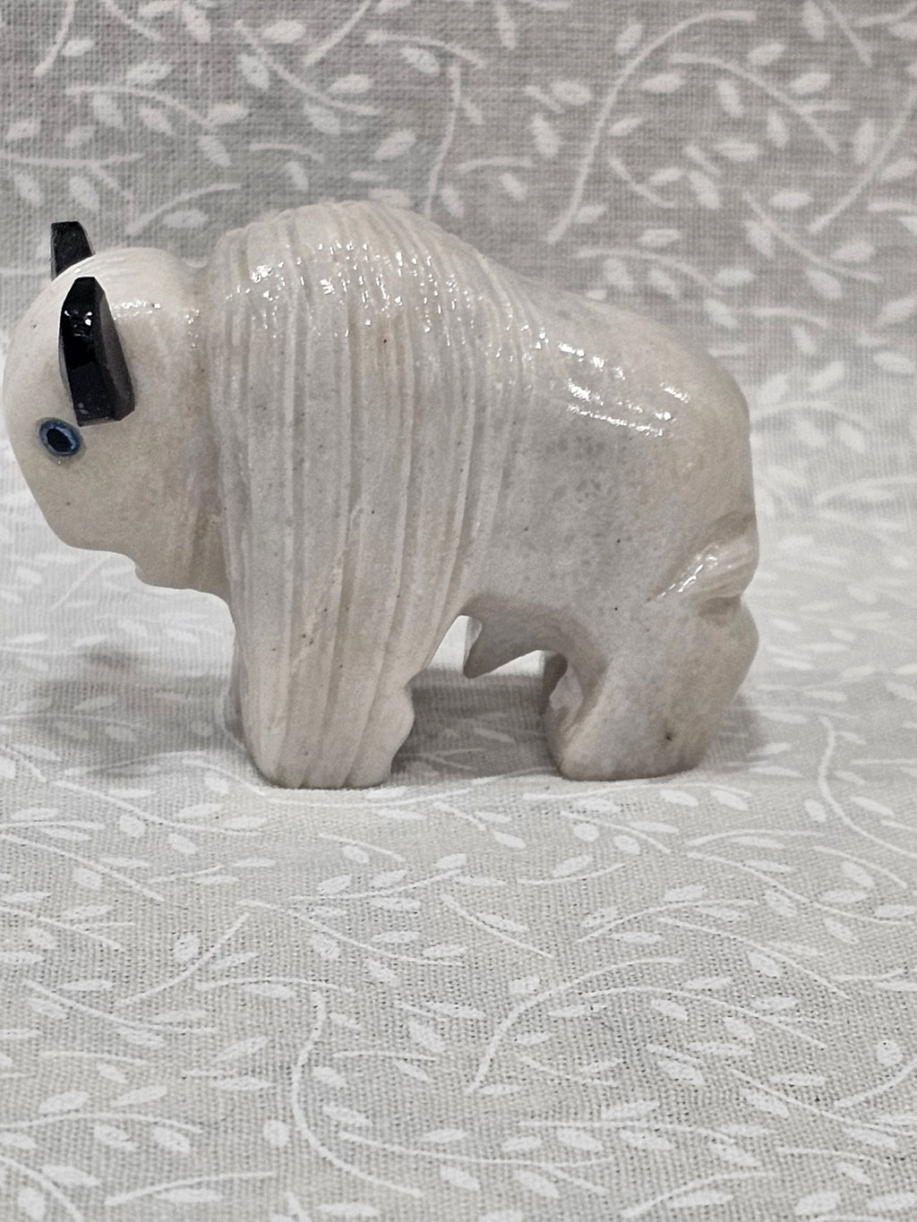 White Onyx Buffalo Crystal Figure 2.25 Inch