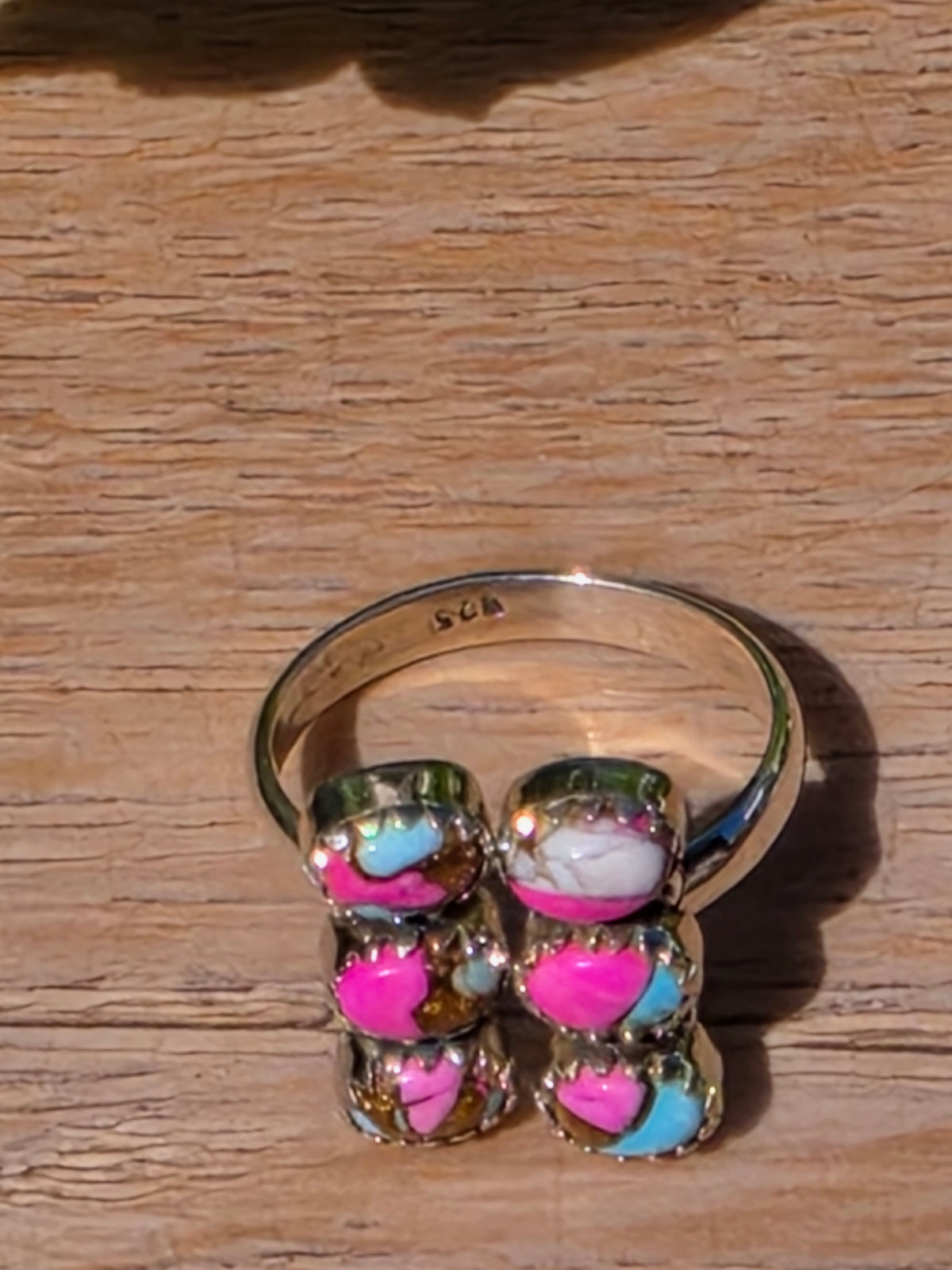 Sterling Silver Cotton Candy Ring - Size 8.5 (Adjustable to 9)