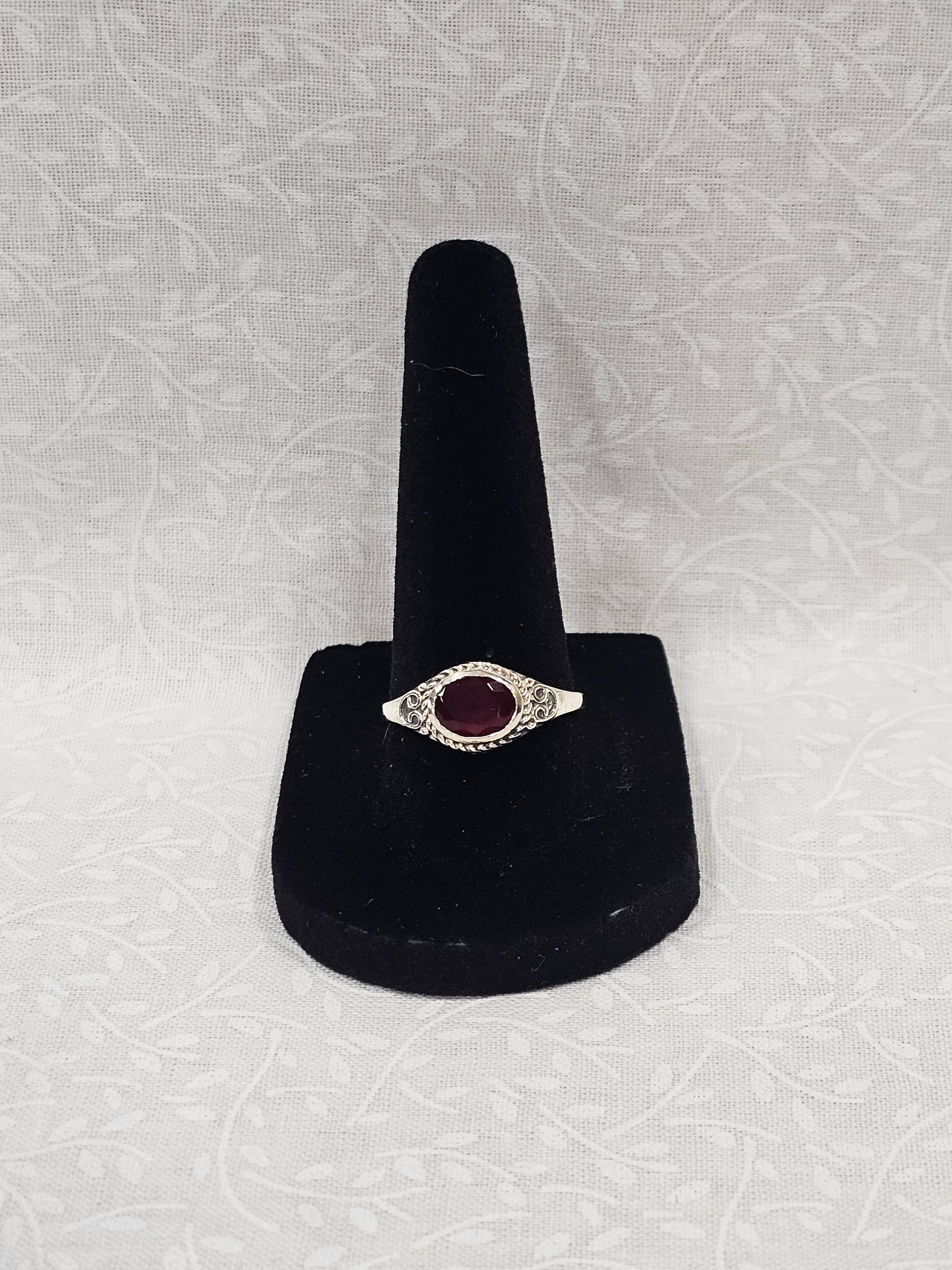 Sterling Silver Classic Ruby Ring - Size 8.5