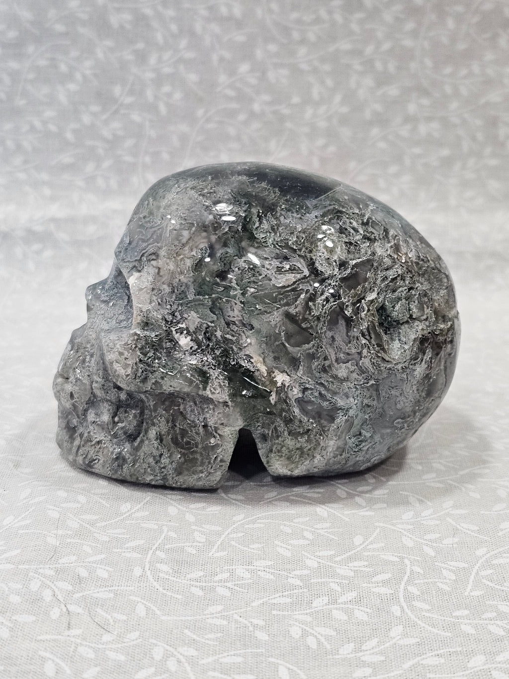 Moss Agate Crystal Skull 3.24 Inch
