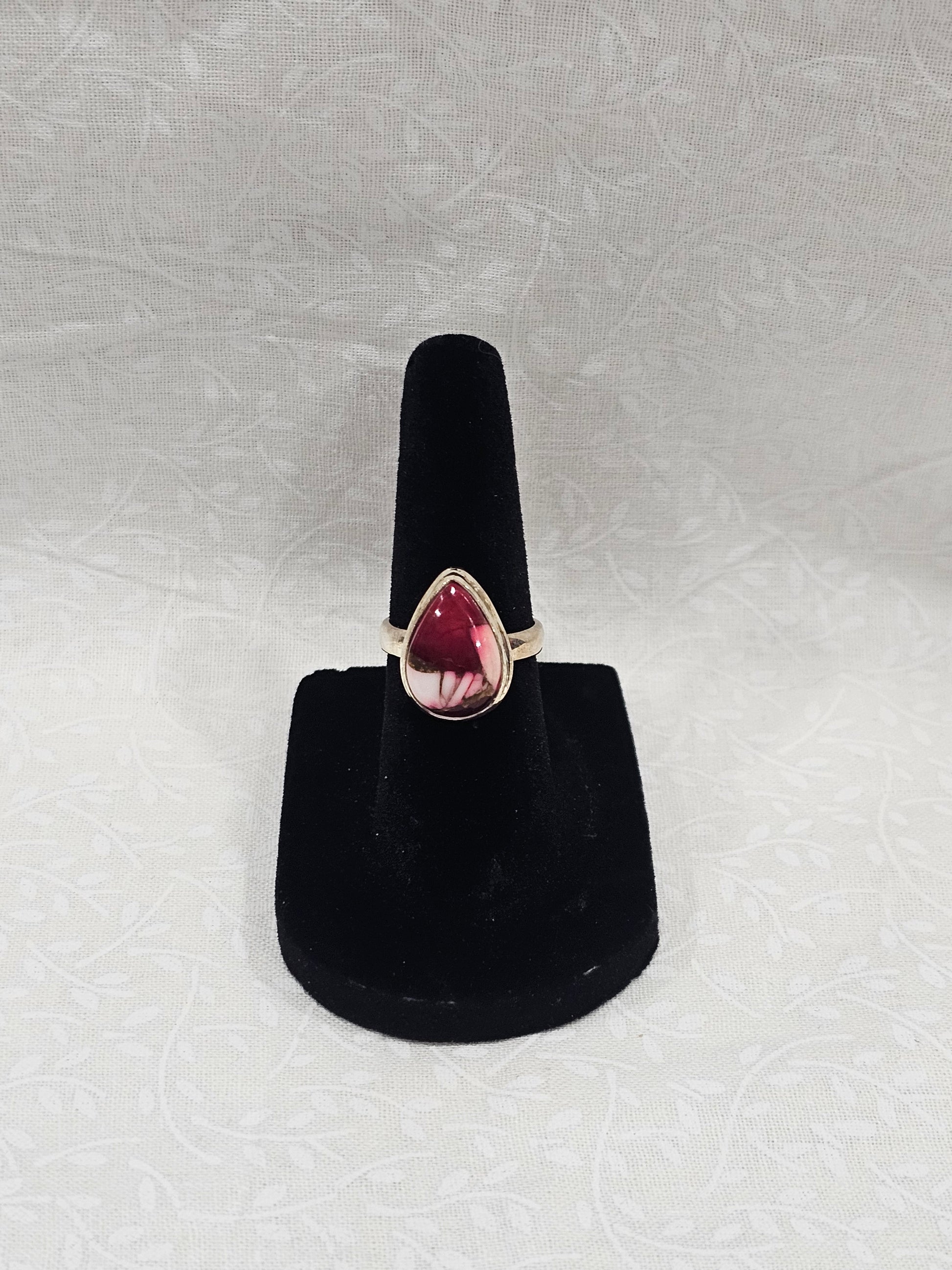 Sterling Silver Rose Dahlia Gemstone Ring - Size 5