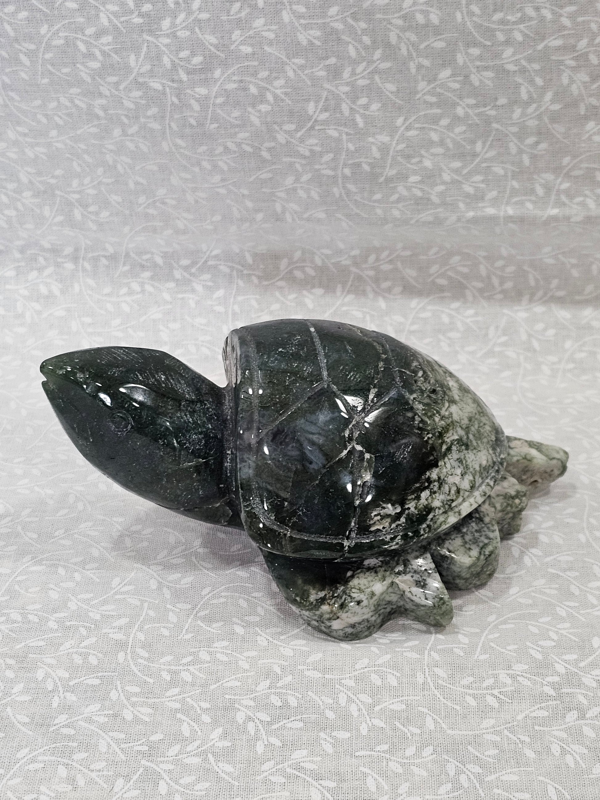 Moss Agate Crystal Turtle