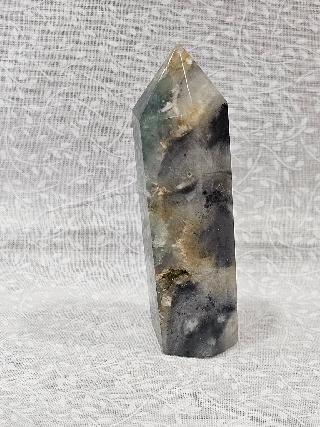 Moss Agate Crystal Tower