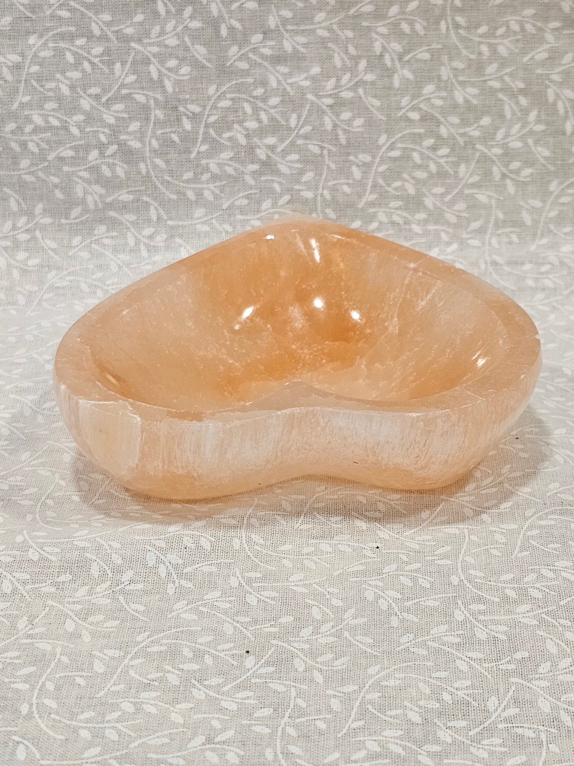 Orange Calcite Crystal Heart Bowl 5 Inch