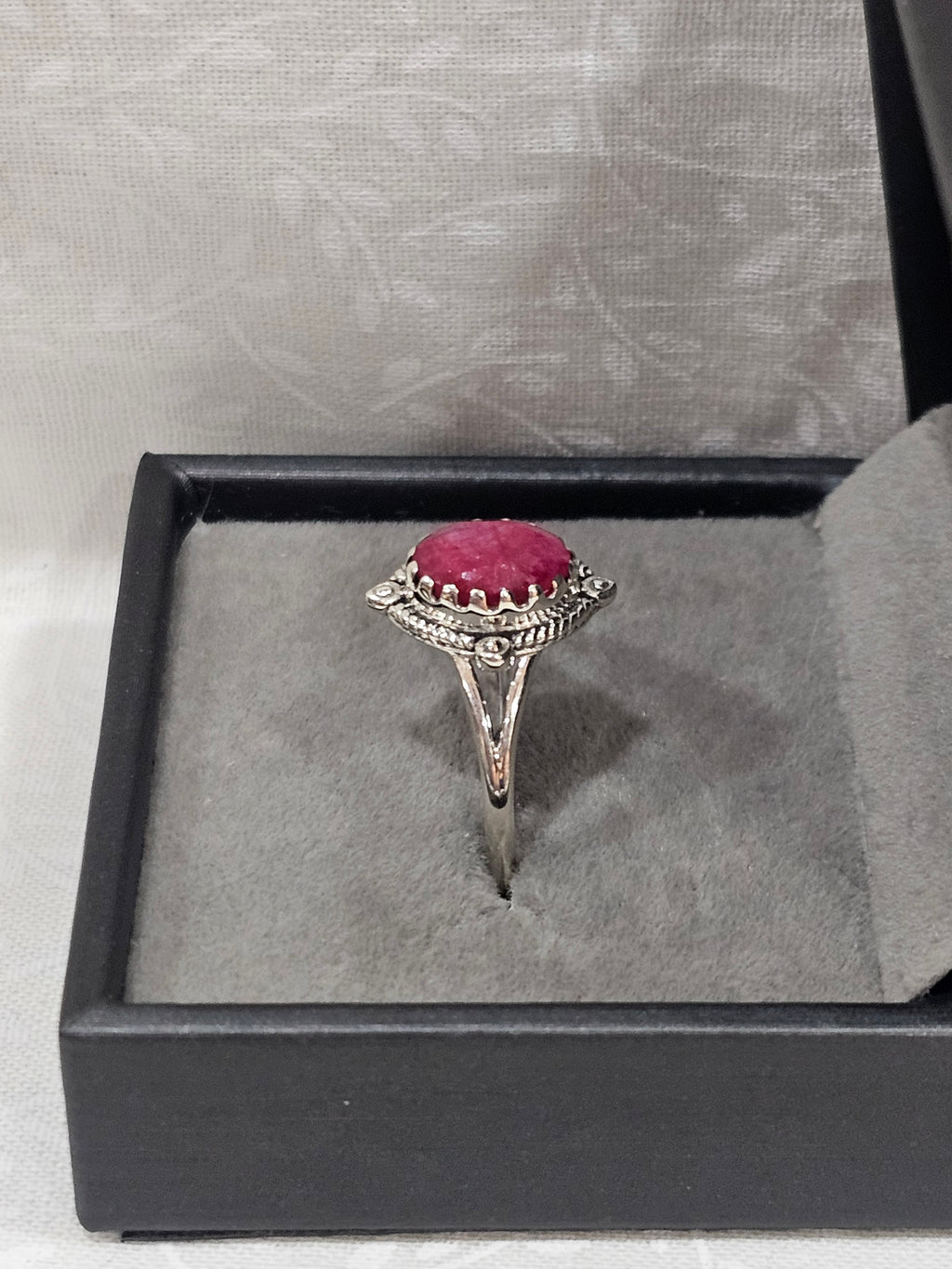 Sterling Silver Ruby Gemstone Ring - Size 9