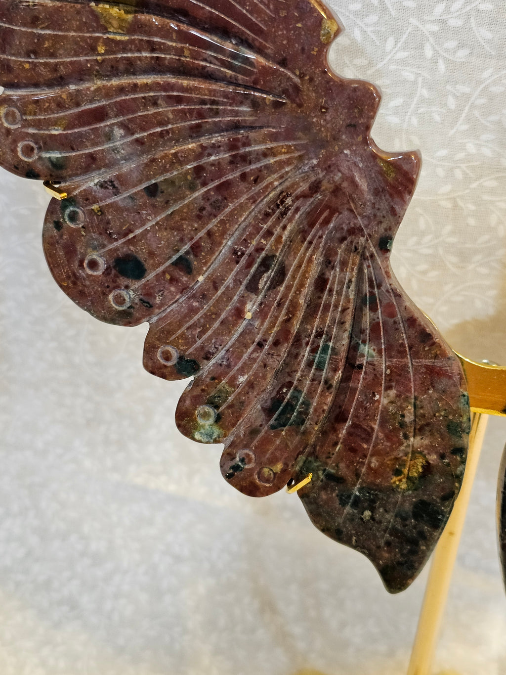 Ocean Jasper Crystal Butterfly Wings with Stand