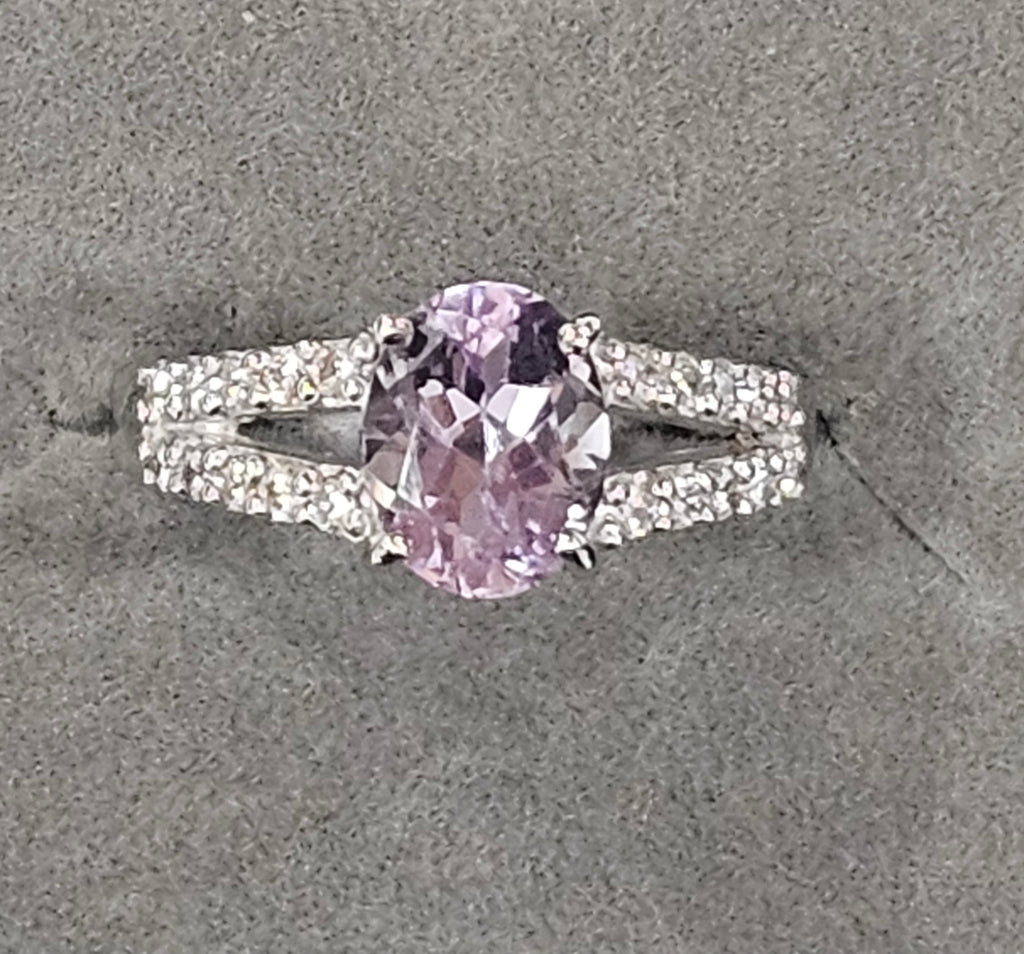 Sterling Silver Amethyst Gemstone Ring - Size 8