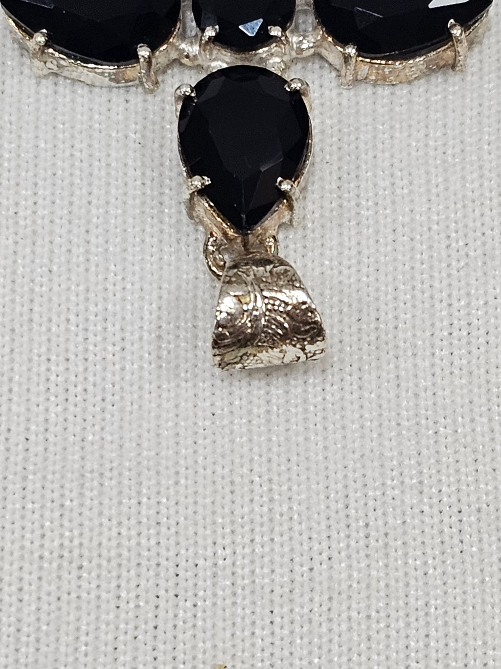 Black Spinel Cross Pendant - Natural Gemstone Sterling Silver