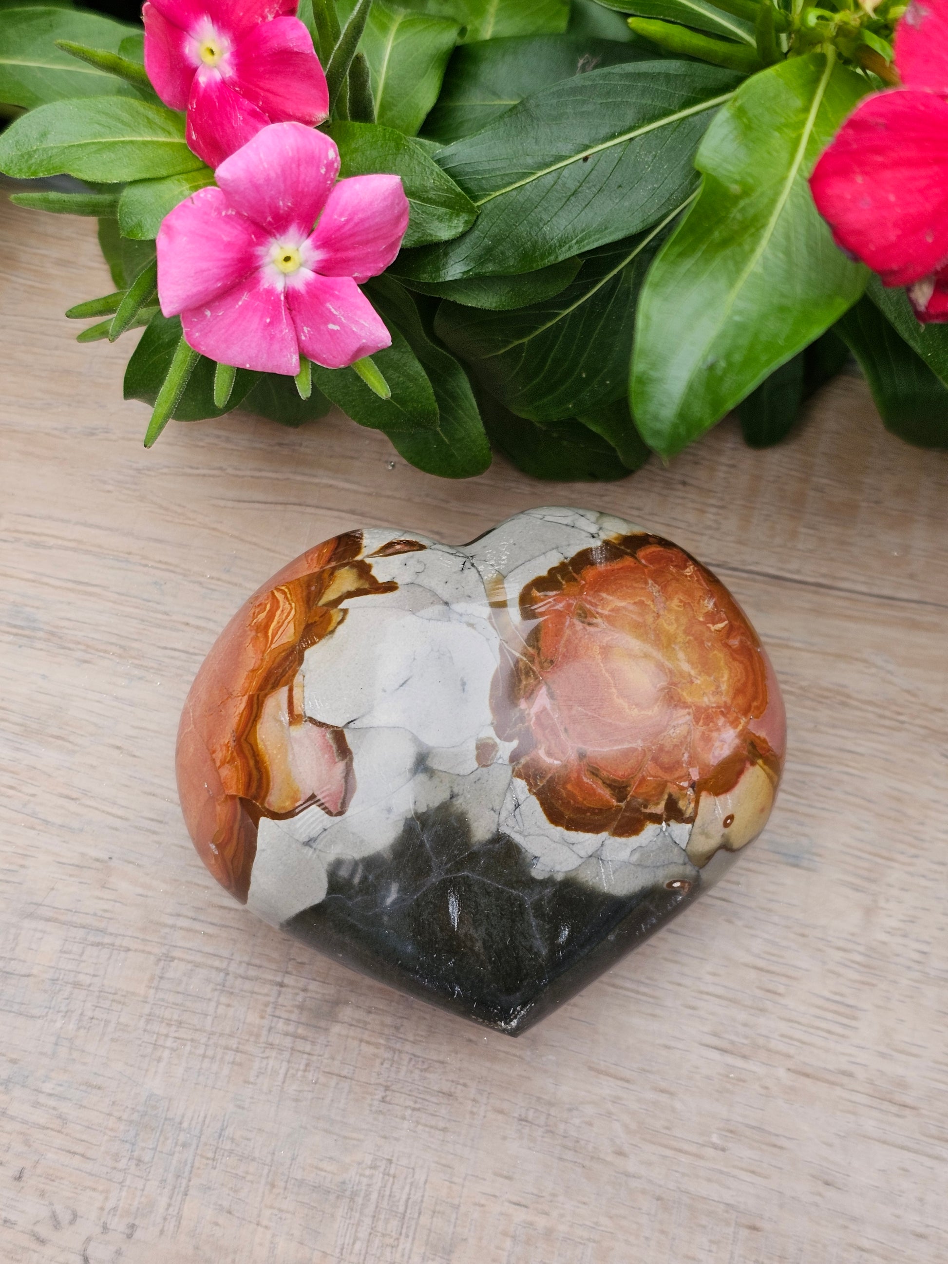 Polychrome Jasper Crystal Heart  Natural Stone Carving