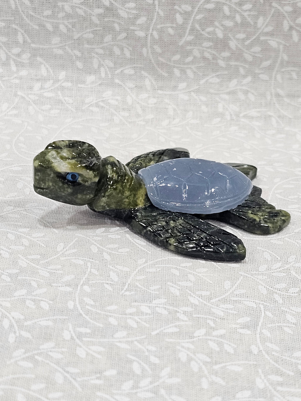 Serpentine & Angelite Crystal Turtle