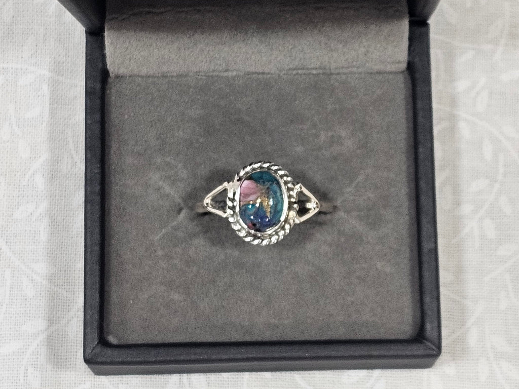 Sterling Silver Dahlia Turquoise Ring - Size 8