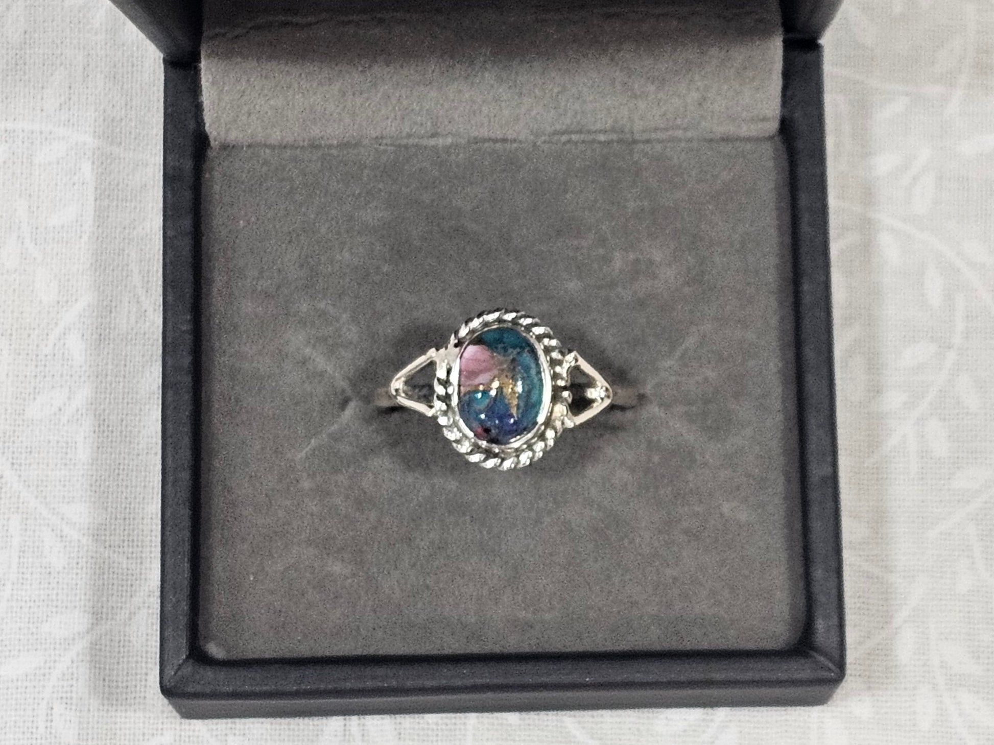 Sterling Silver Dahlia Turquoise Ring - Size 8