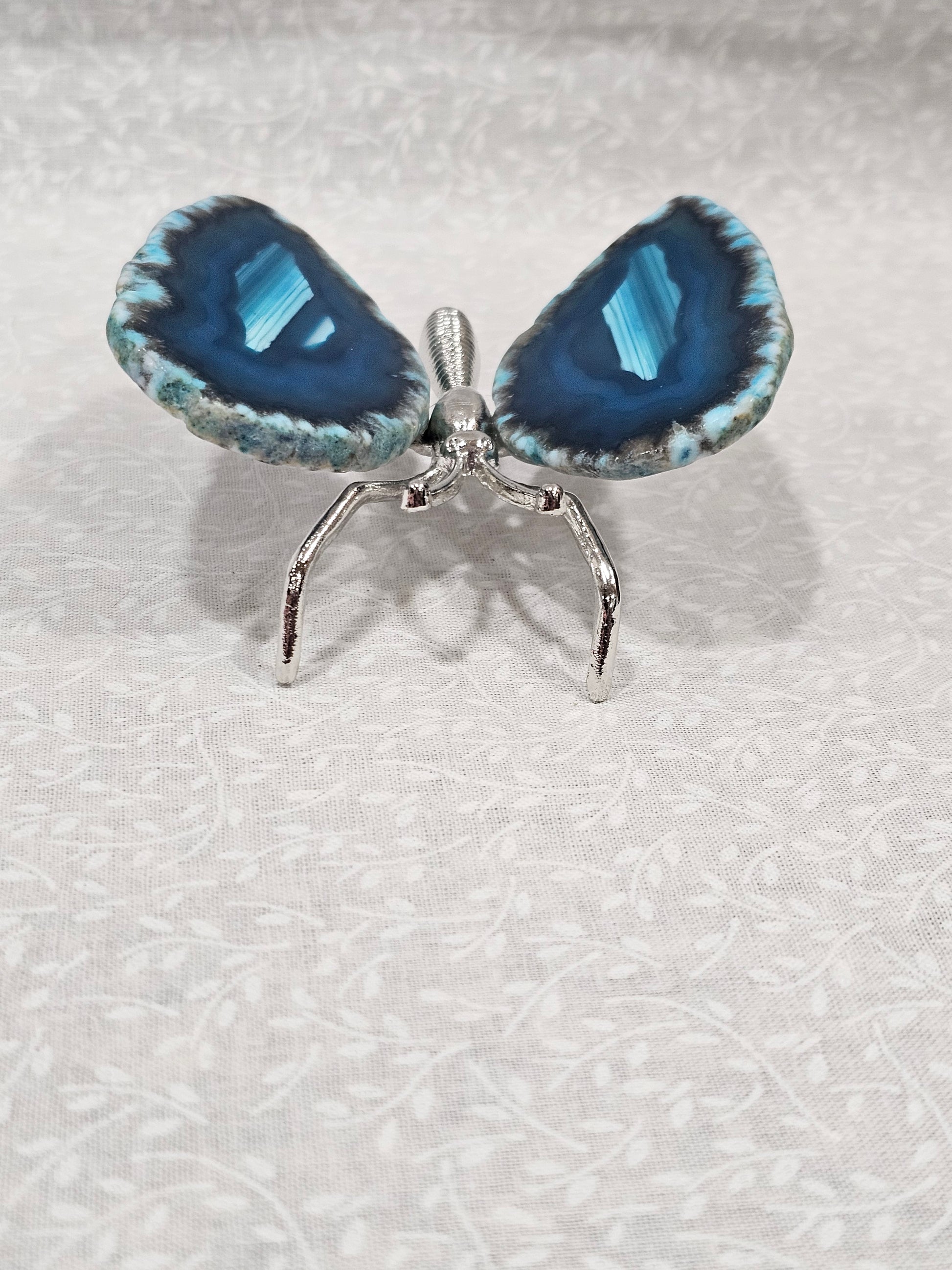 Blue Agate Crystal Butterfly