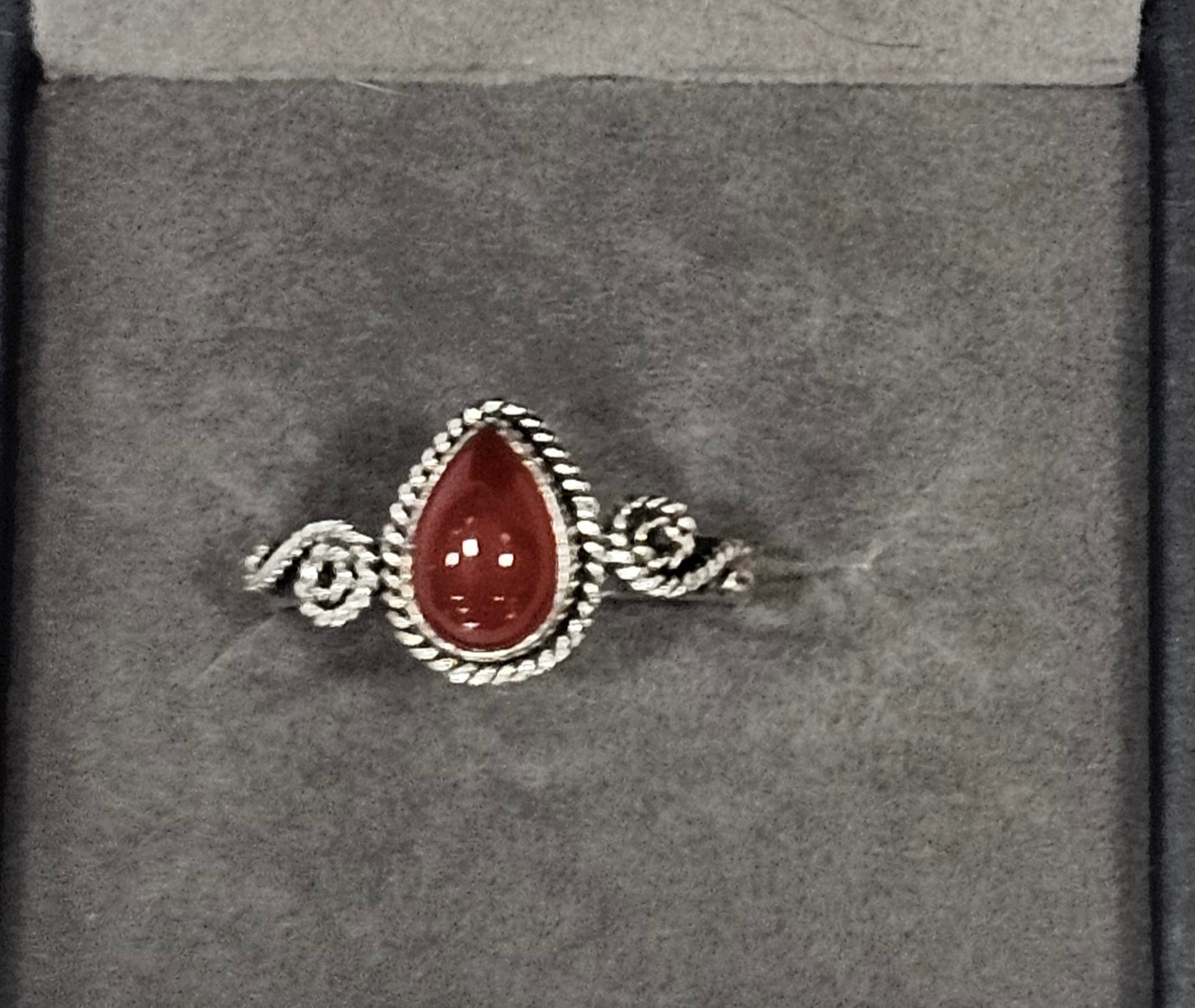 Sterling Silver Amber Gemstone Ring - Size 8