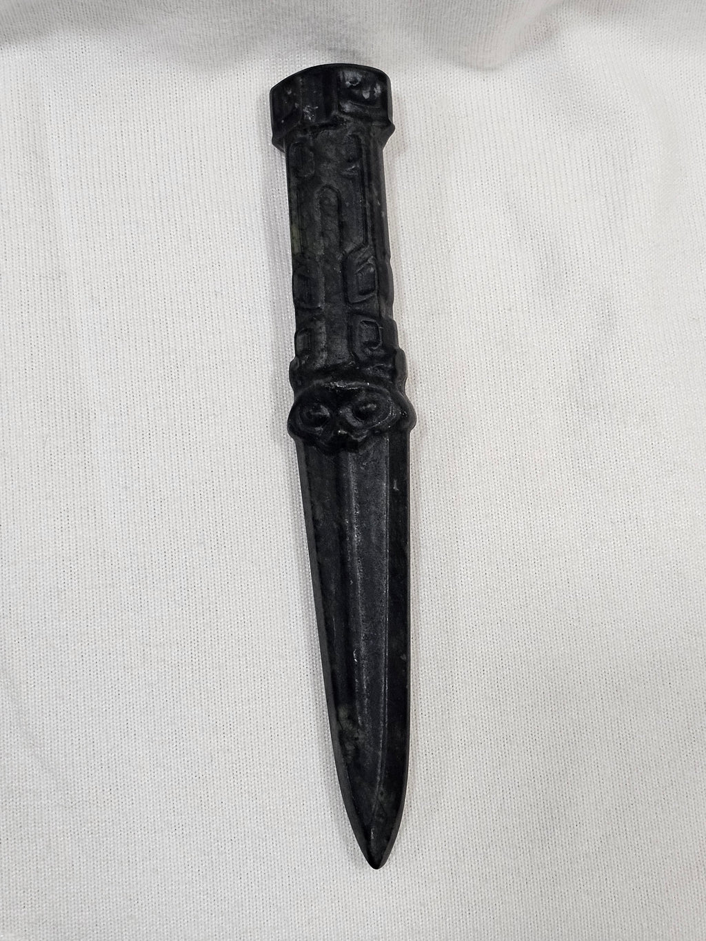 Black Obsidian Knife Dagger Fox Face Carving