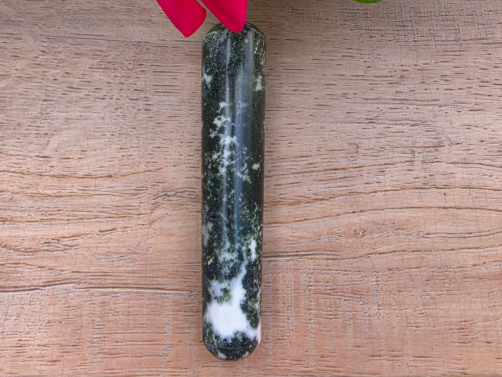 Moss Agate Crystal Massage Wand