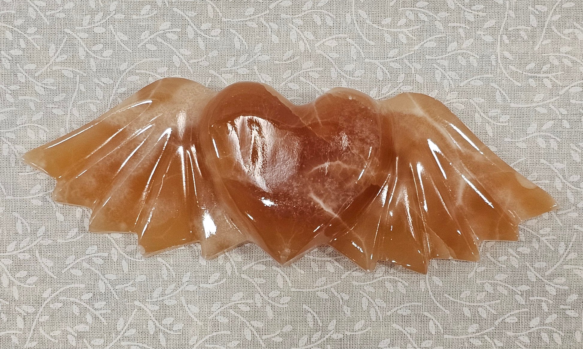 Honey Calcite Crystal Heart with Wings