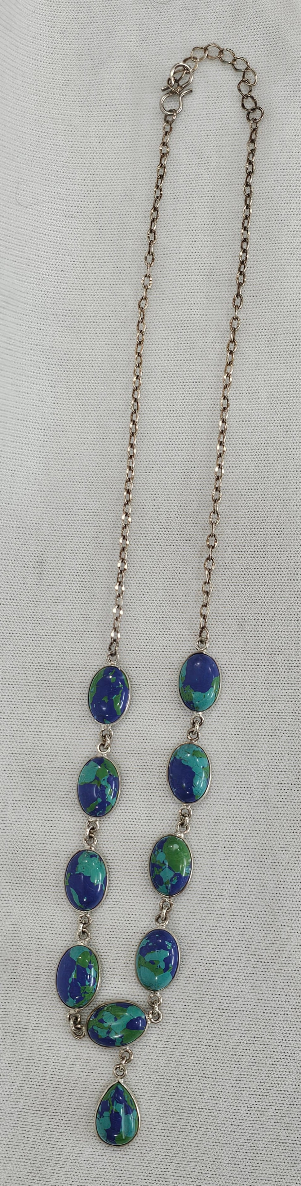 Peacock Dahlia Sterling Silver Necklace