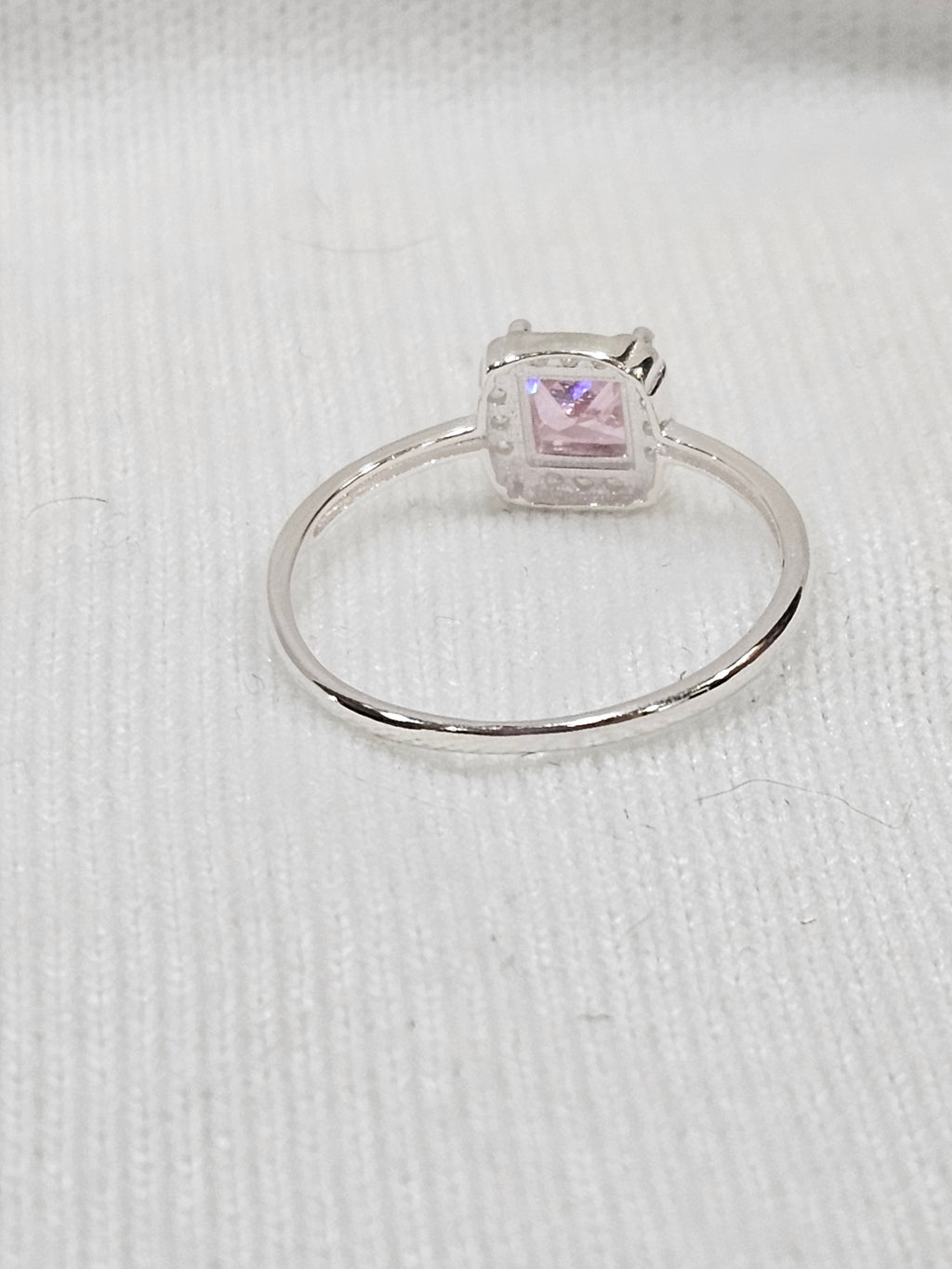 Pink Sapphire Sterling Silver Ring - Size 8.5