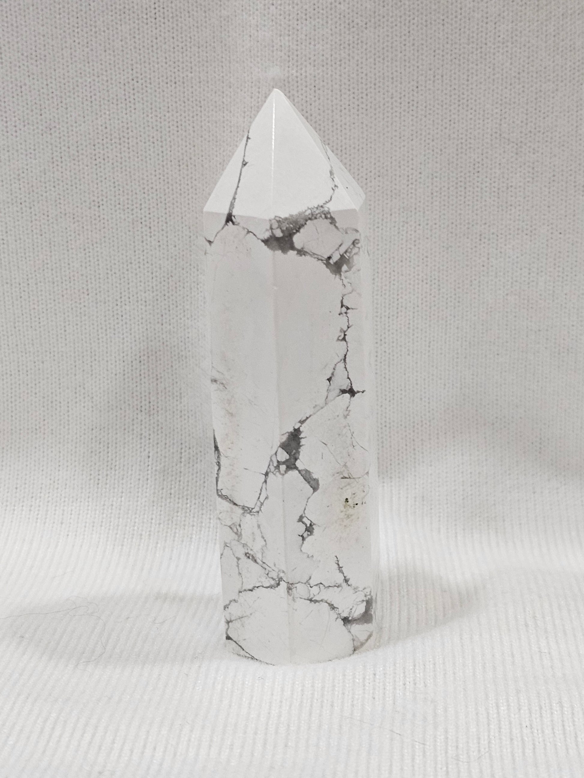 Howlite Crystal Tower – 3¼" Wide | Natural Calming Stone