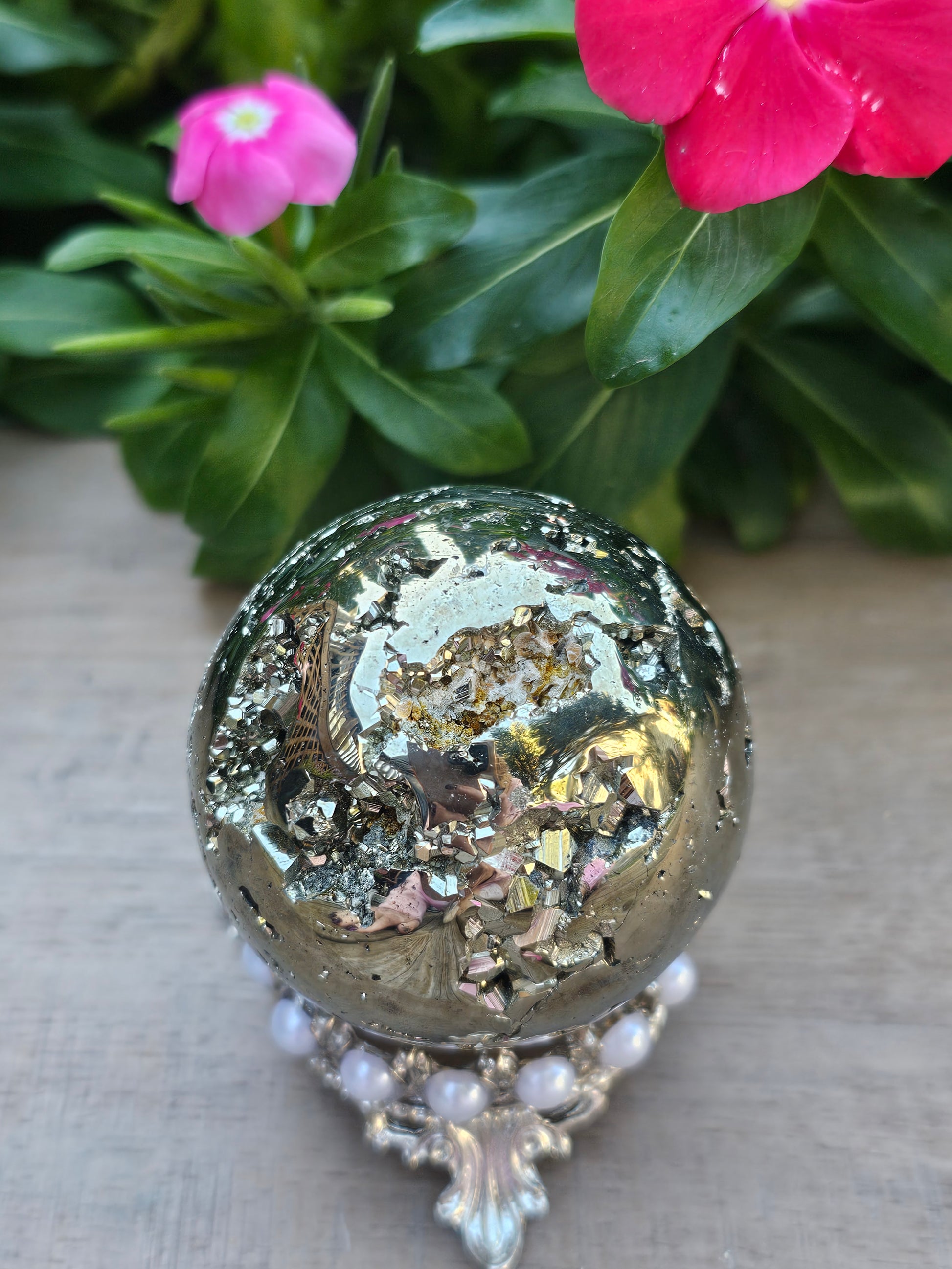 Pyrite Crystal Sphere - 58mm Natural Golden Stone Ball
