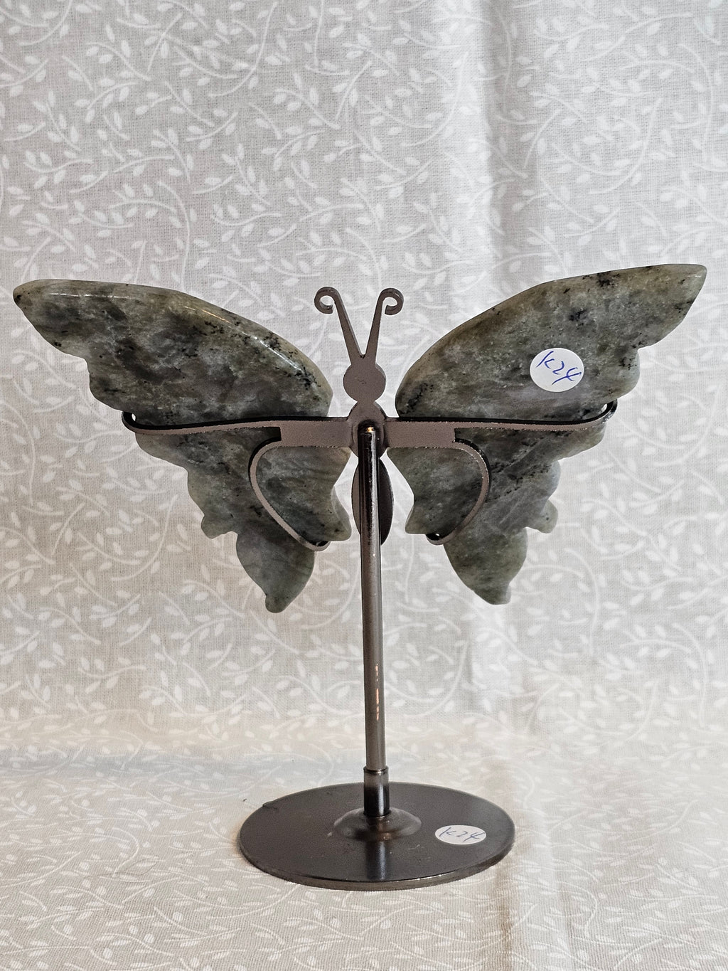 Labradorite Crystal Butterfly Wings with Stand - 5 Inch Natural Stone Decor