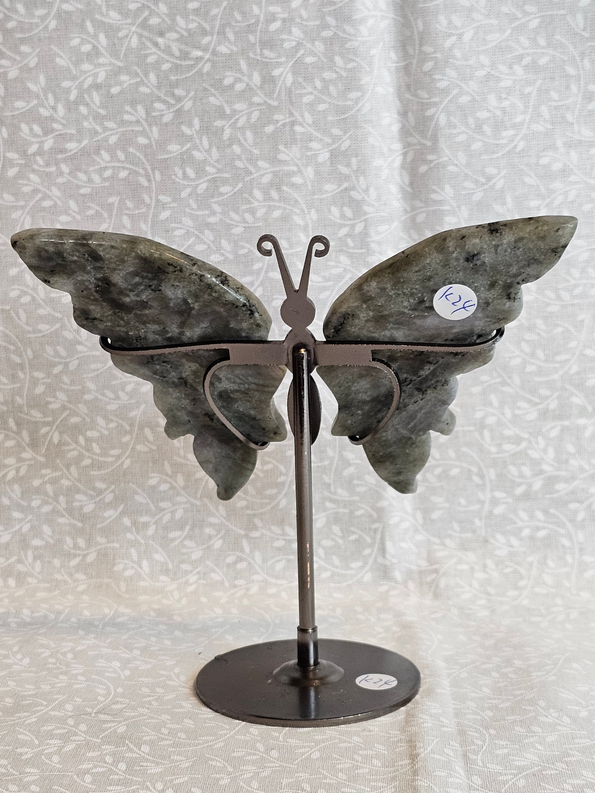 Labradorite Crystal Butterfly Wings with Stand - 5 Inch Natural Stone Decor