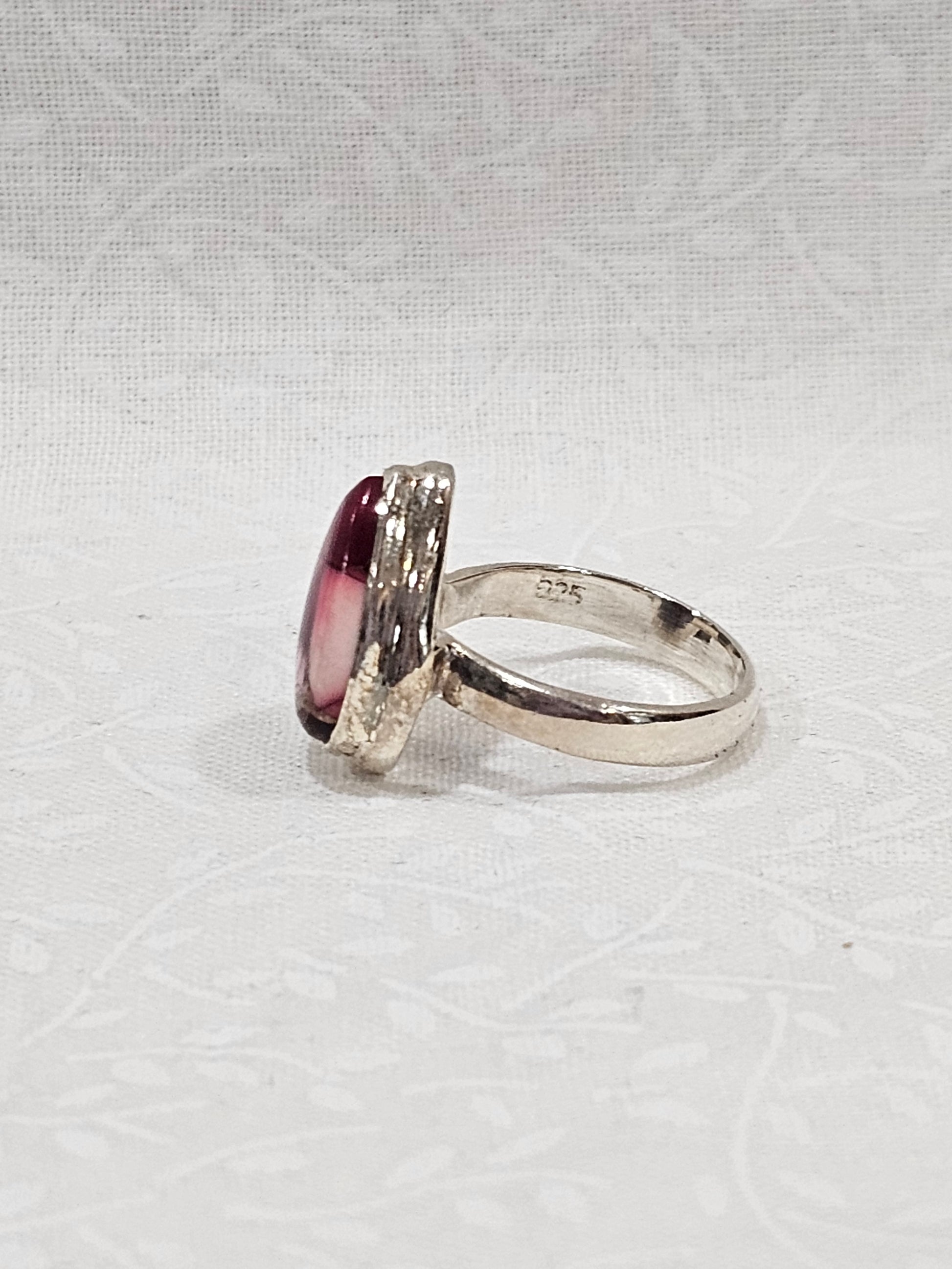 Sterling Silver Rose Dahlia Gemstone Ring - Size 5