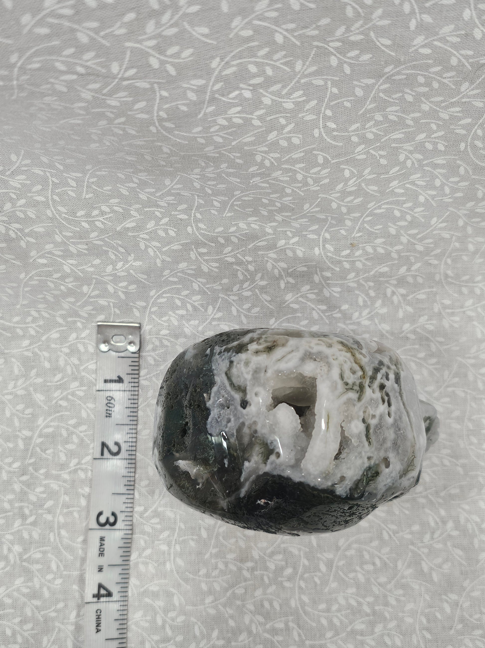 Moss Agate Crystal Skull
