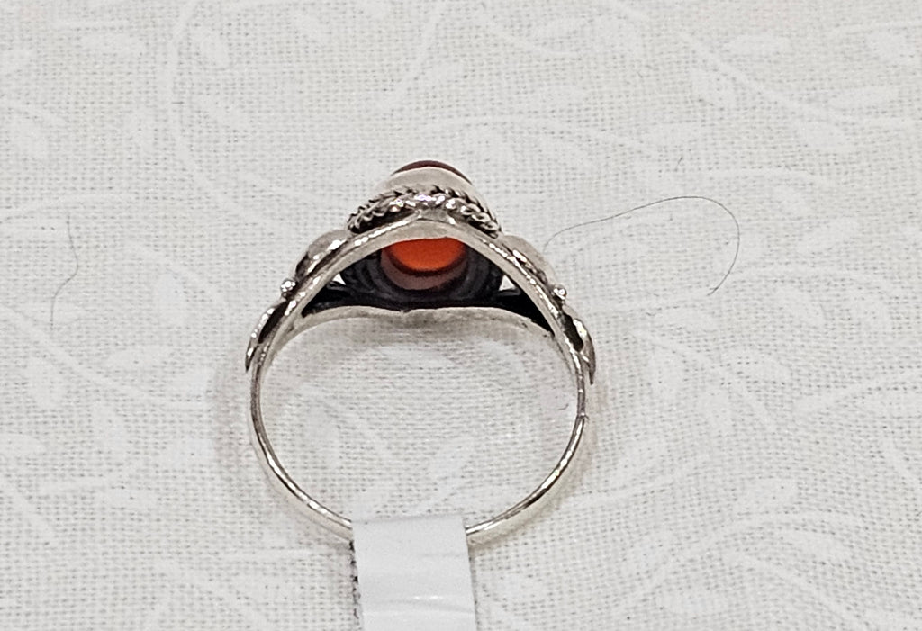Sterling Silver Carnelian Gemstone Ring - Size 5