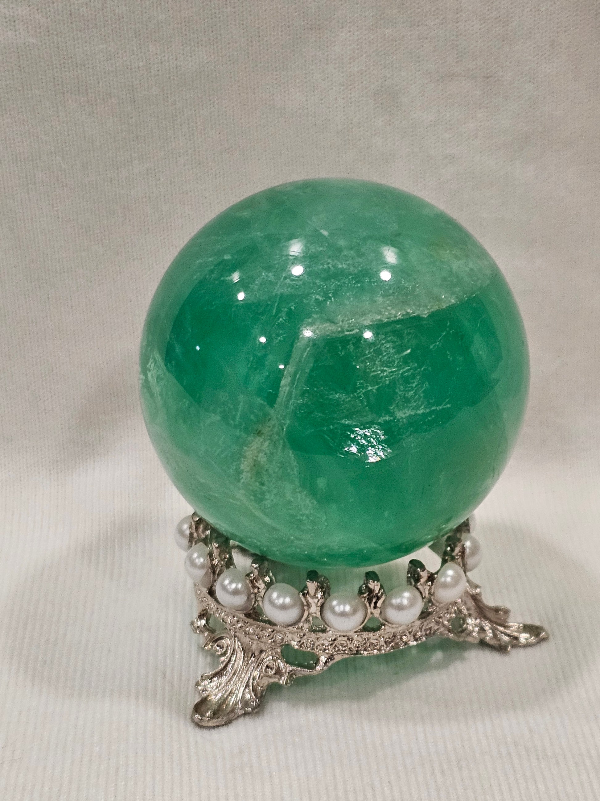 Green Fluorite Crystal Sphere 63mm