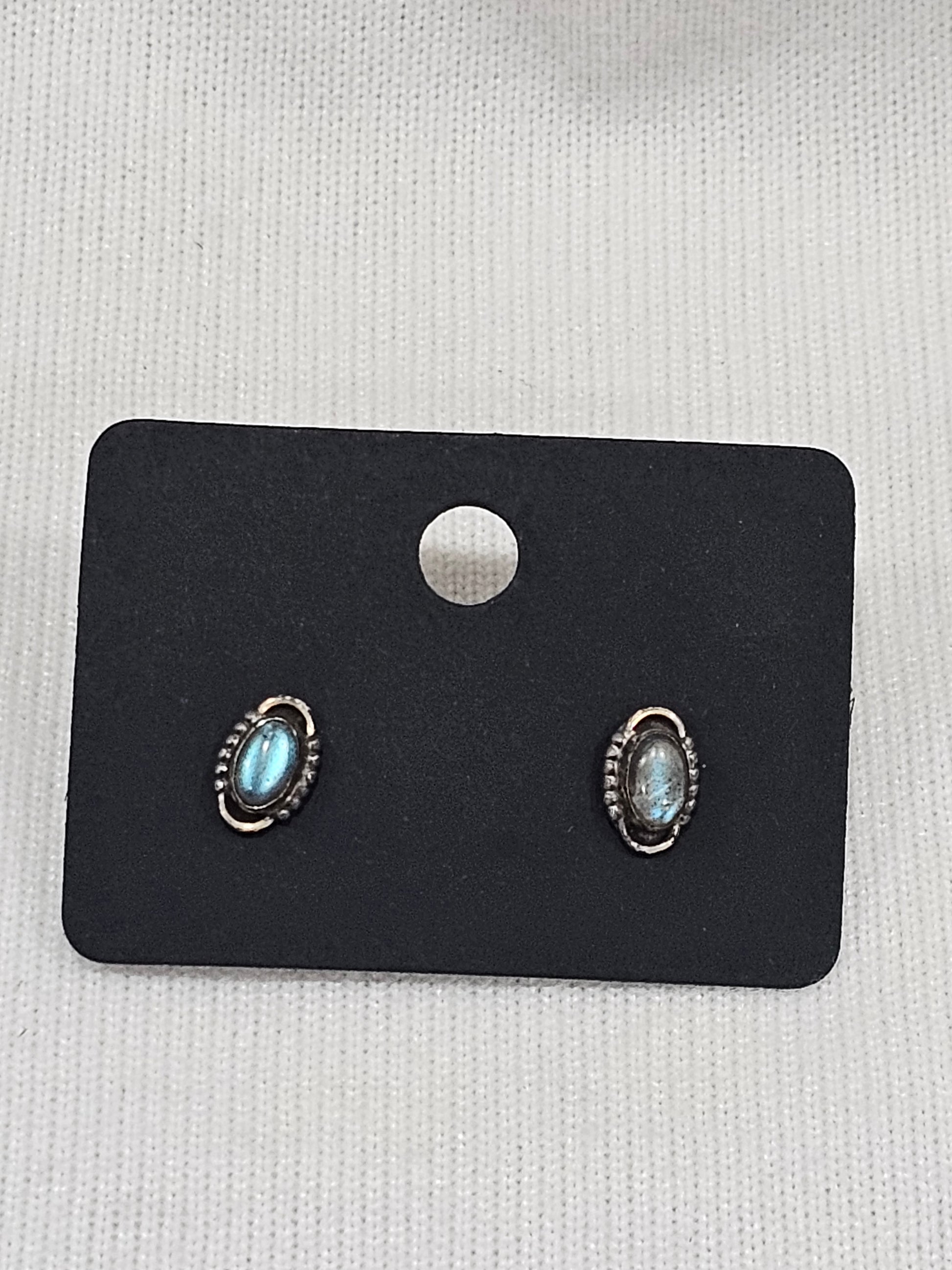 Labradorite Earrings - Natural Gemstone Sterling Silver