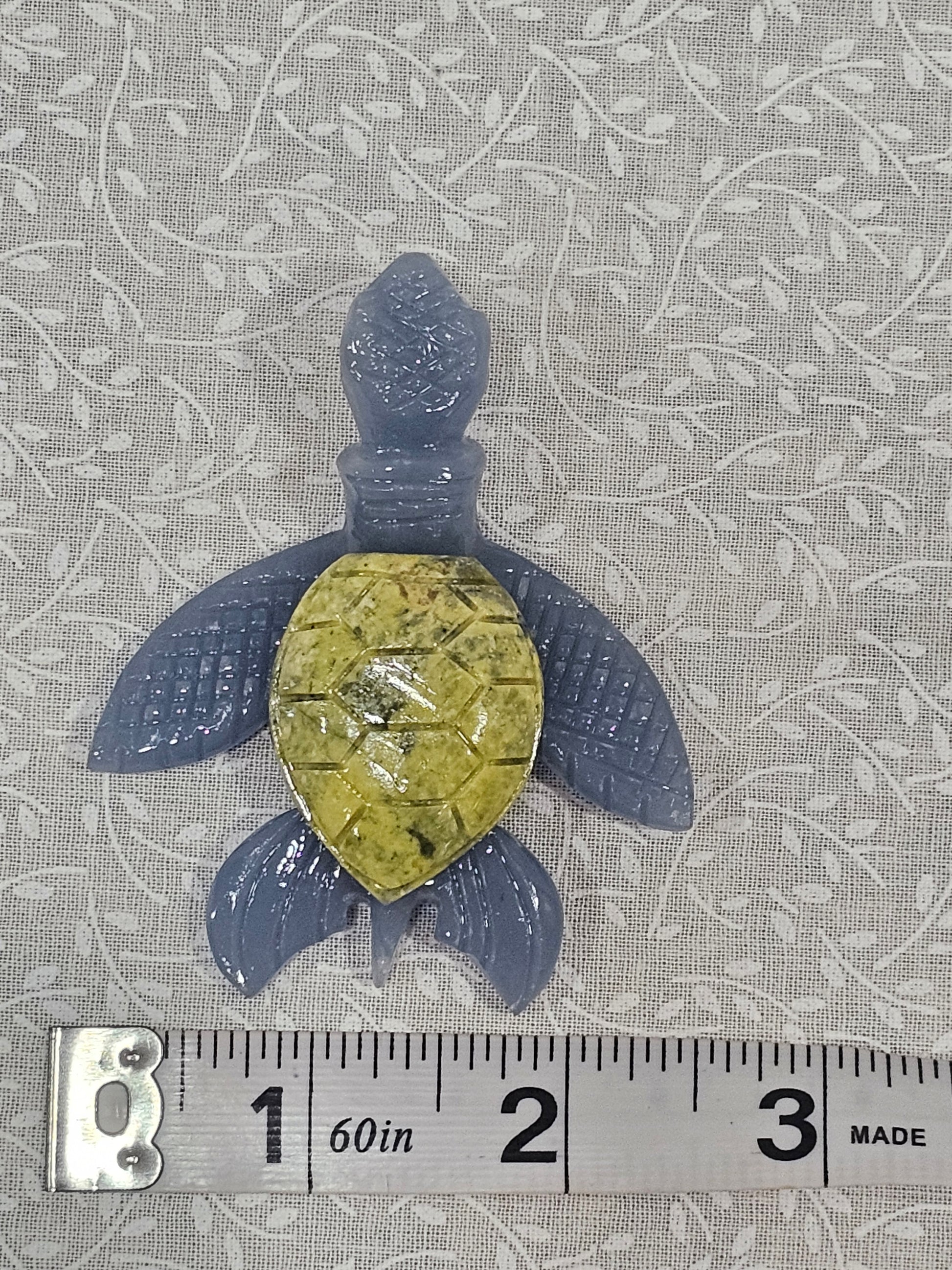 Angelite & Serpentine Crystal Turtle