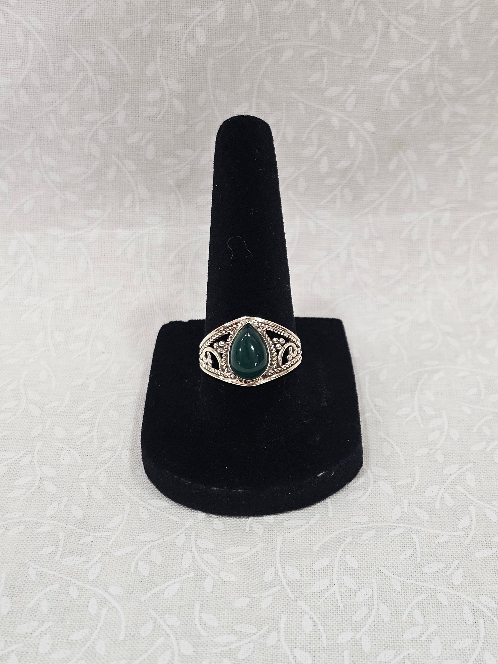 Sterling Silver Green Adventurine Gemstone Ring 8