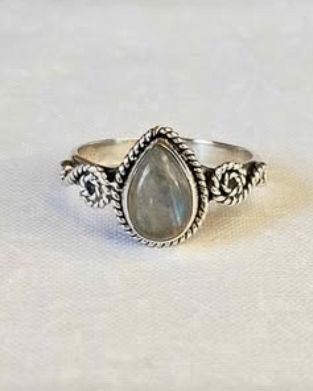 Natural Labradorite Sterling Silver Ring - Healing Crystal Gemstone Jewelry Size 6
