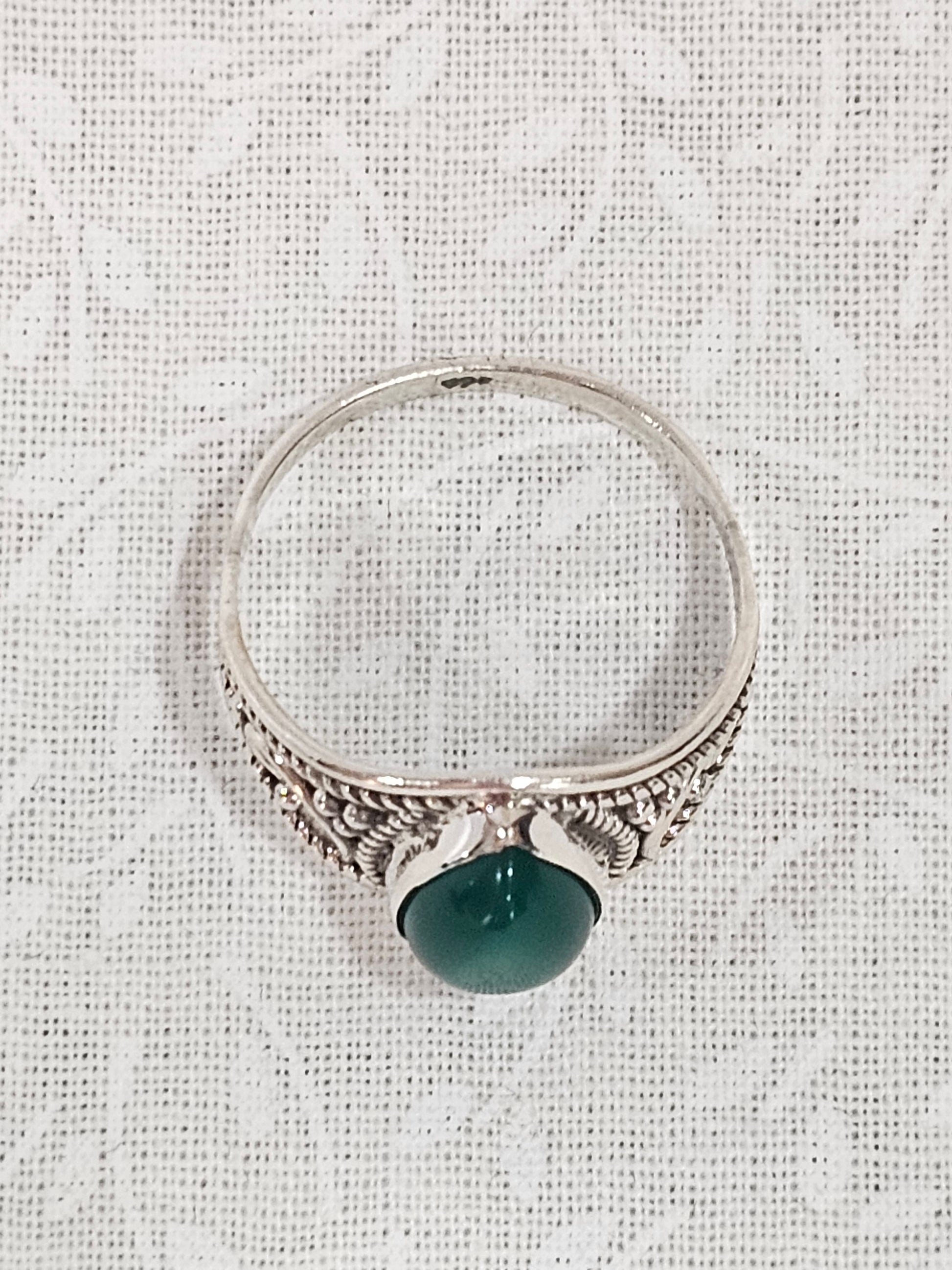 Sterling Silver Green Adventurine Gemstone Ring 8