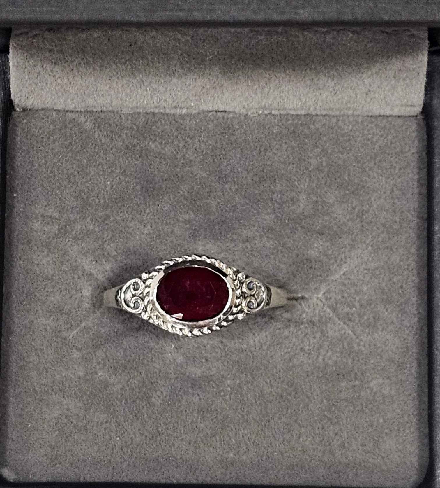 Sterling Silver Classic Ruby Ring - Size 8.5