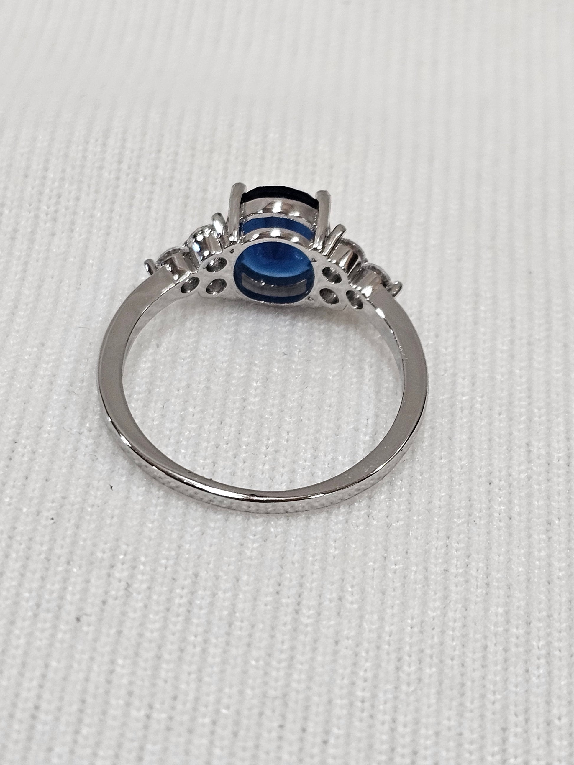 Sapphire Quartz Crystal Ring - Sterling Silver Natural Gemstone Size 10