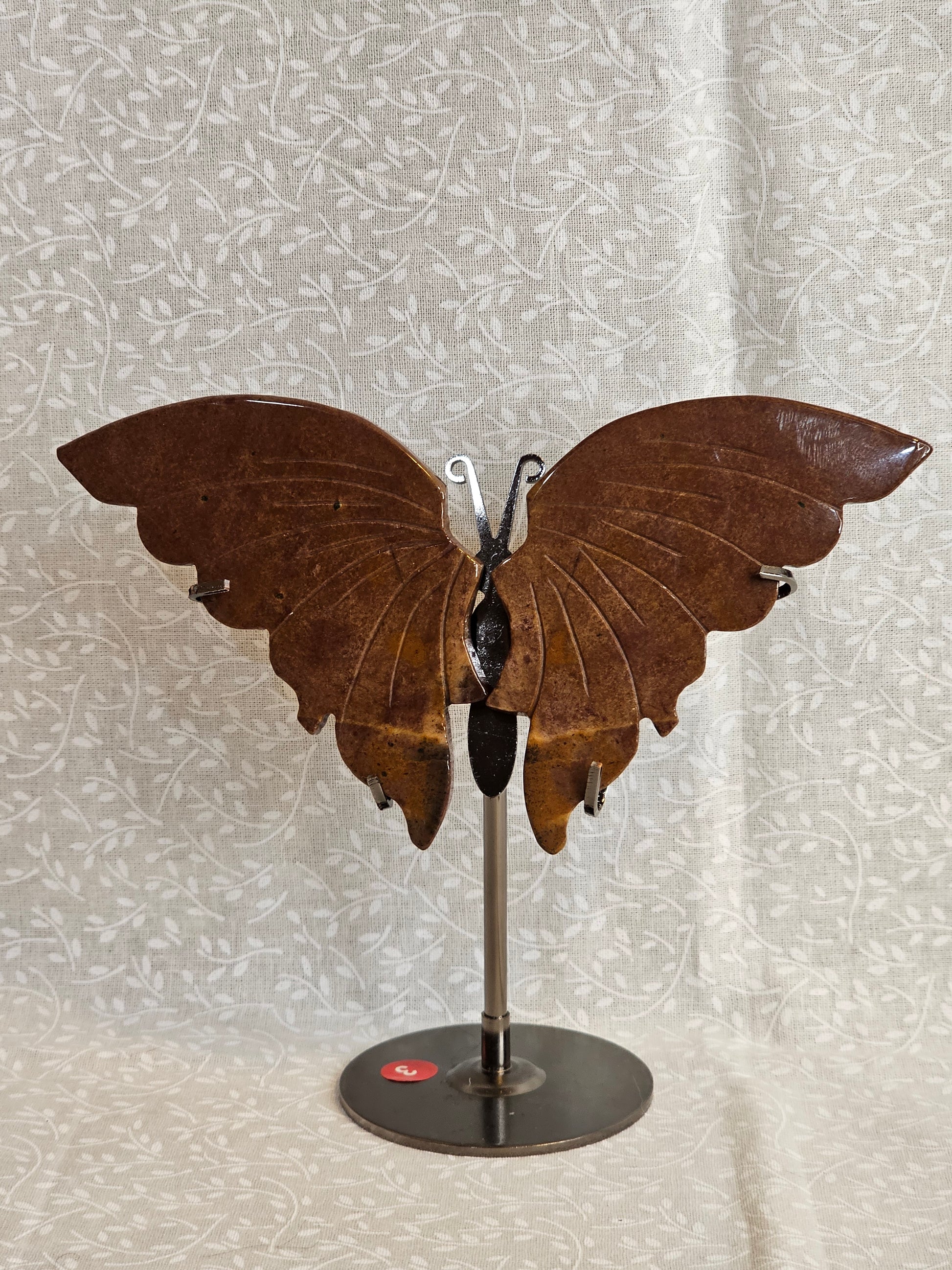 Jasper Crystal Butterfly Wings with Stand - 5 Inch Natural Stone Decor