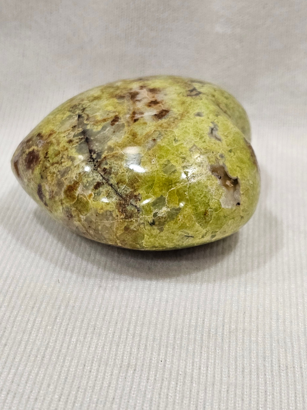 Green Opal Crystal Heart - Natural Polished Stone