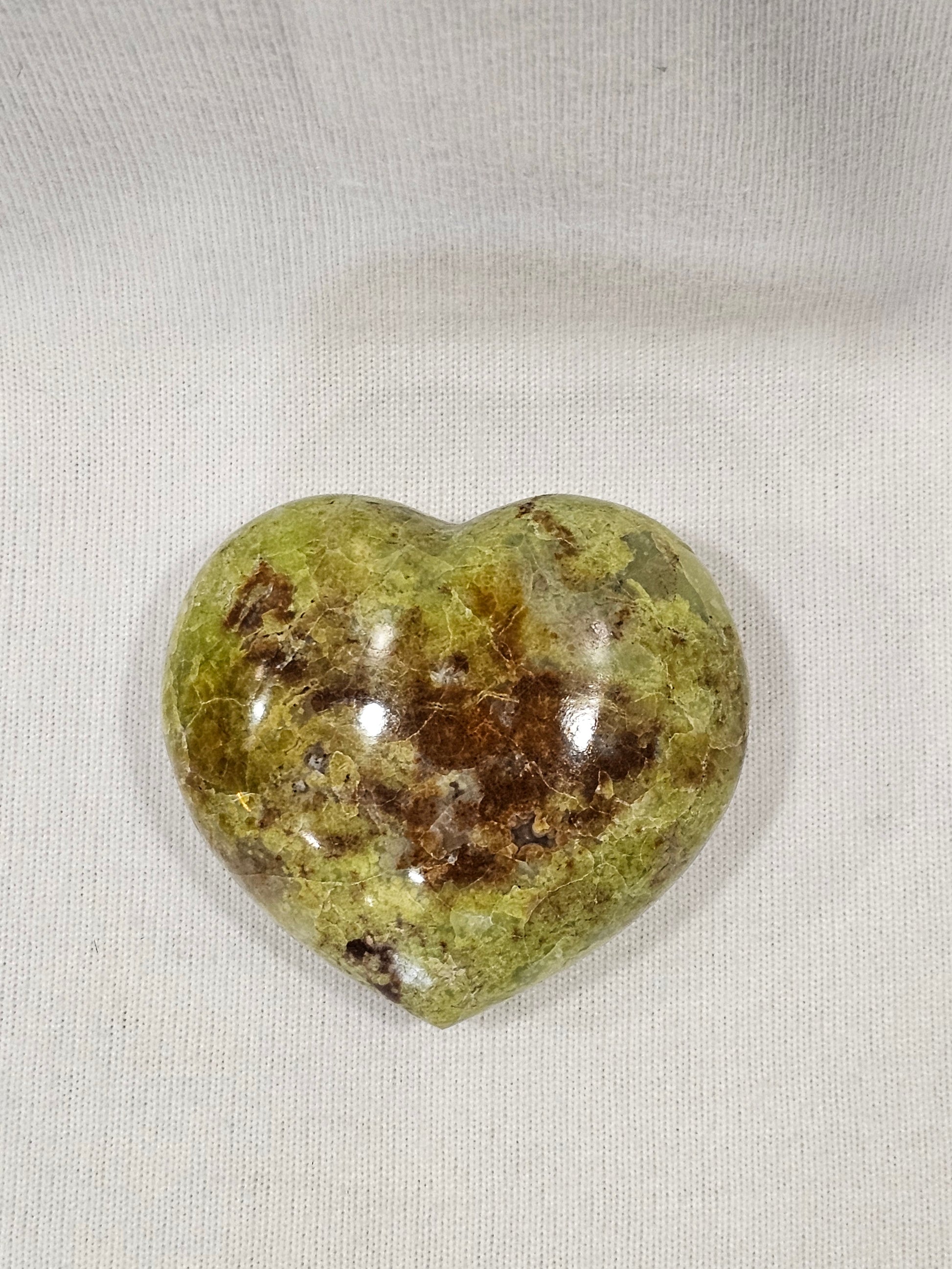 Green Opal Crystal Heart - Natural Polished Stone