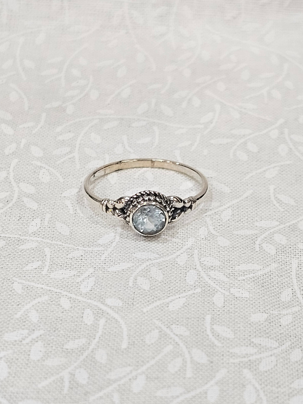 Sterling Silver Blue Topaz Gemstone Ring - Size 8
